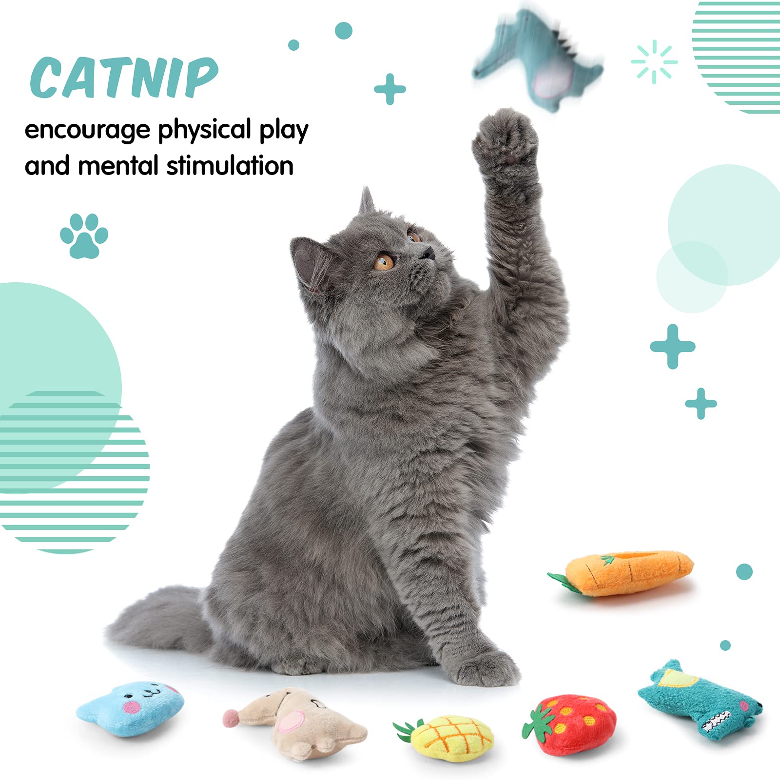 Gejoy 20 Pieces Catnip Toys For Indoor Cat Plush Cat Chew Toys Lovely Kitten Catnip Kitten Entertaining Interactive Kitten Dolls