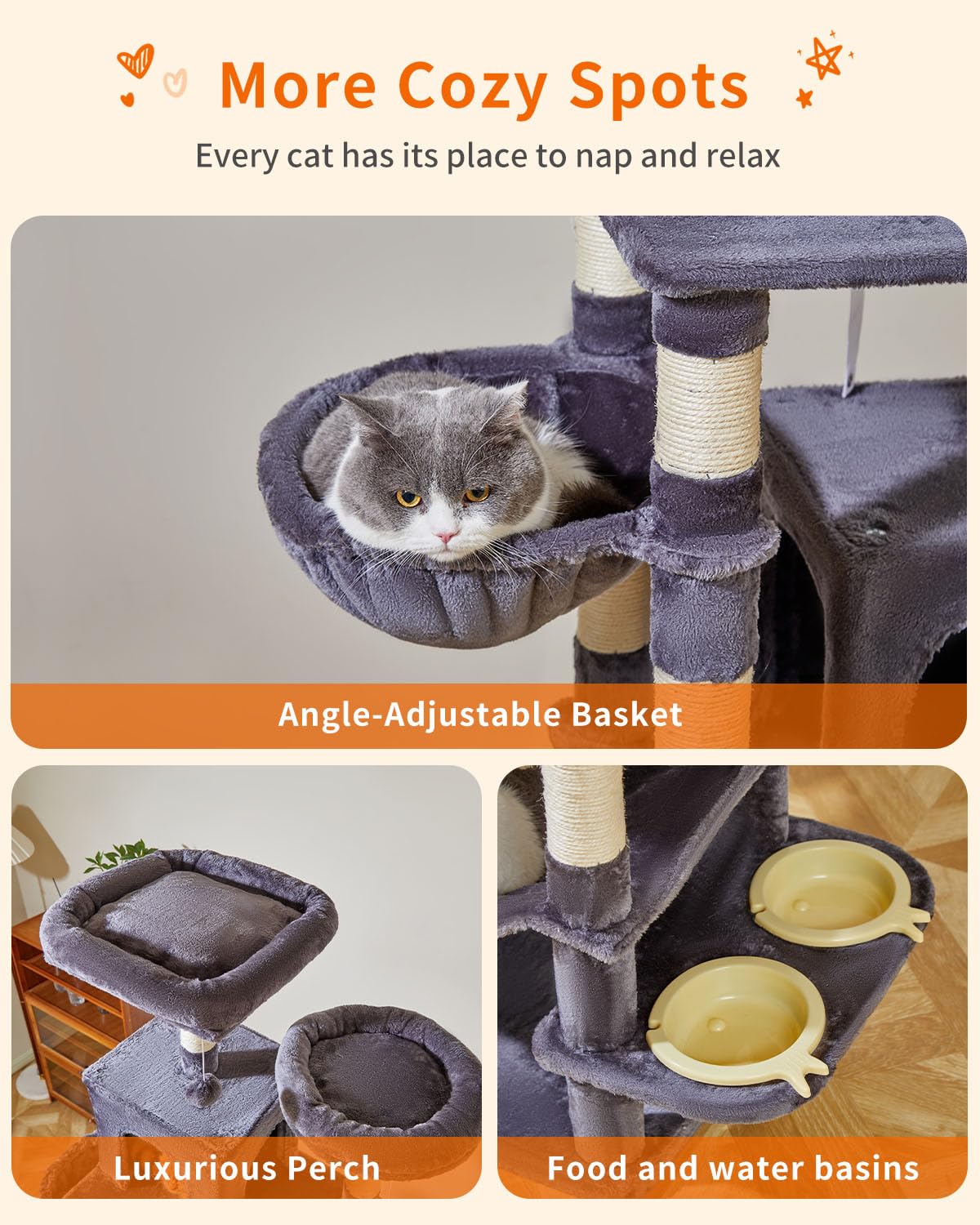 Taoqimiao 76-Inch Cat Tree Cat Tower For Indoor Cats, Plush Multi-Level Cat Condo With 12 Scratching Posts, 2 Perches, 2 Caves,