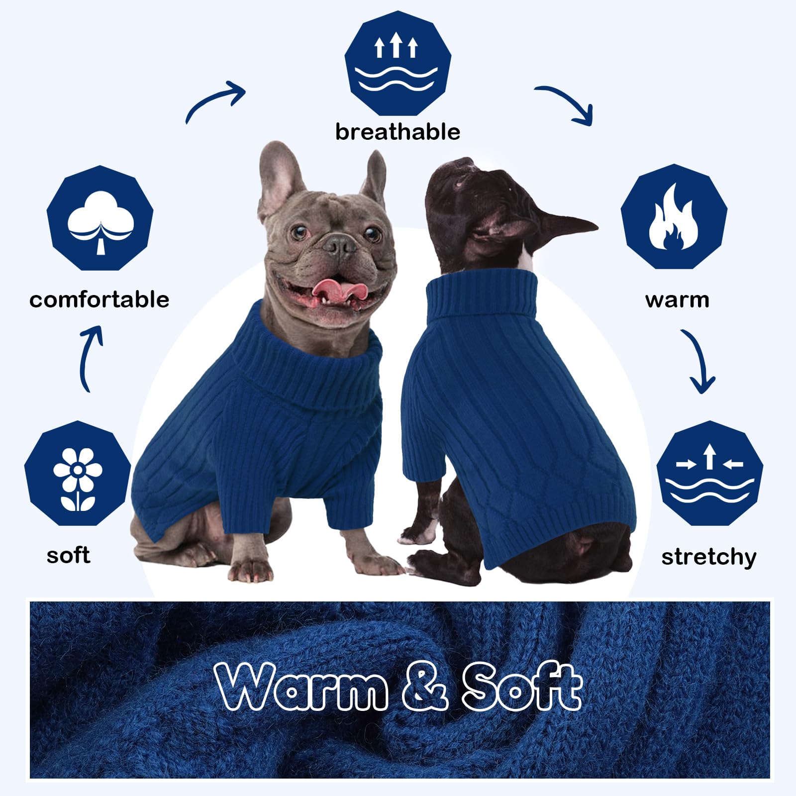 OUOBOB XL Dog Sweaters for Extra Large Dogs, Warm Winter Fall Dog Sweaters for Dog Girls Boys, Turtleneck Dog Knitwear, Doggie C