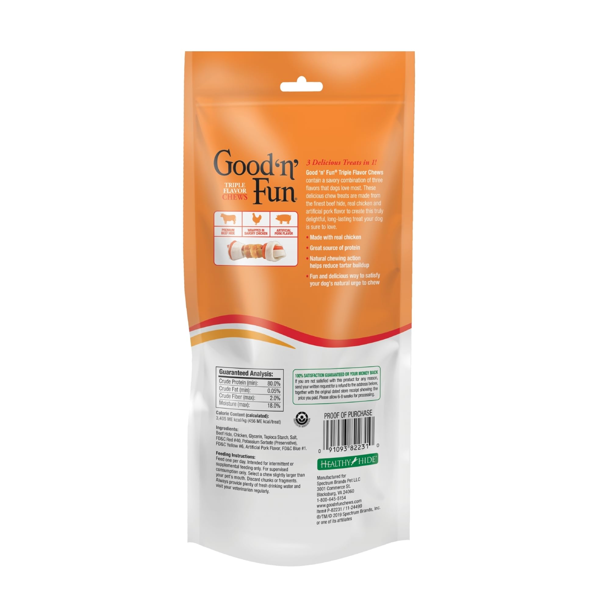 Healthy Hide Goodn Fun Triple-Flavor Chews Large Beef, Pork and Chicken