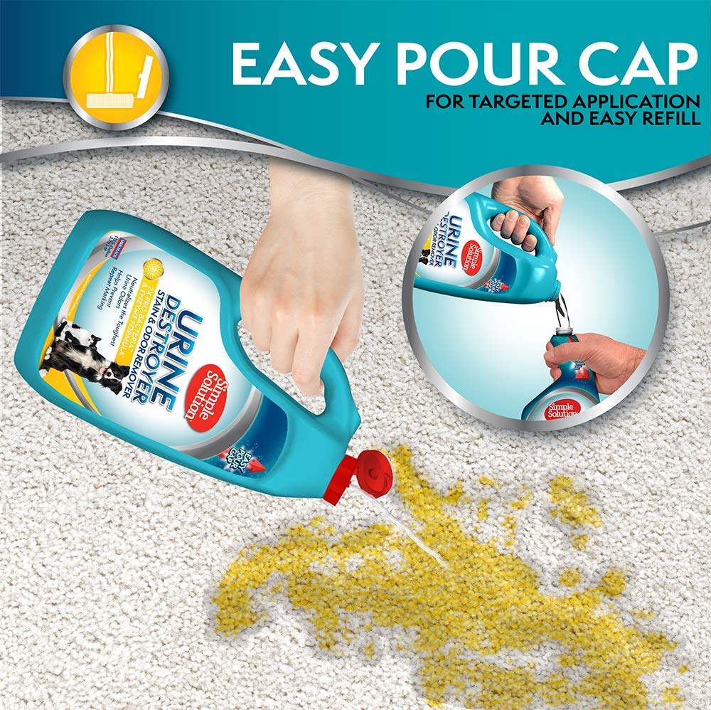 Simple Solution Pet Urine Destroyer | Enzymatic Cleaner With 2X Pro-Bacteria Cleaning Power | Targets Urine Stains And Odors | 1 Gallon, 128 Oz Refill