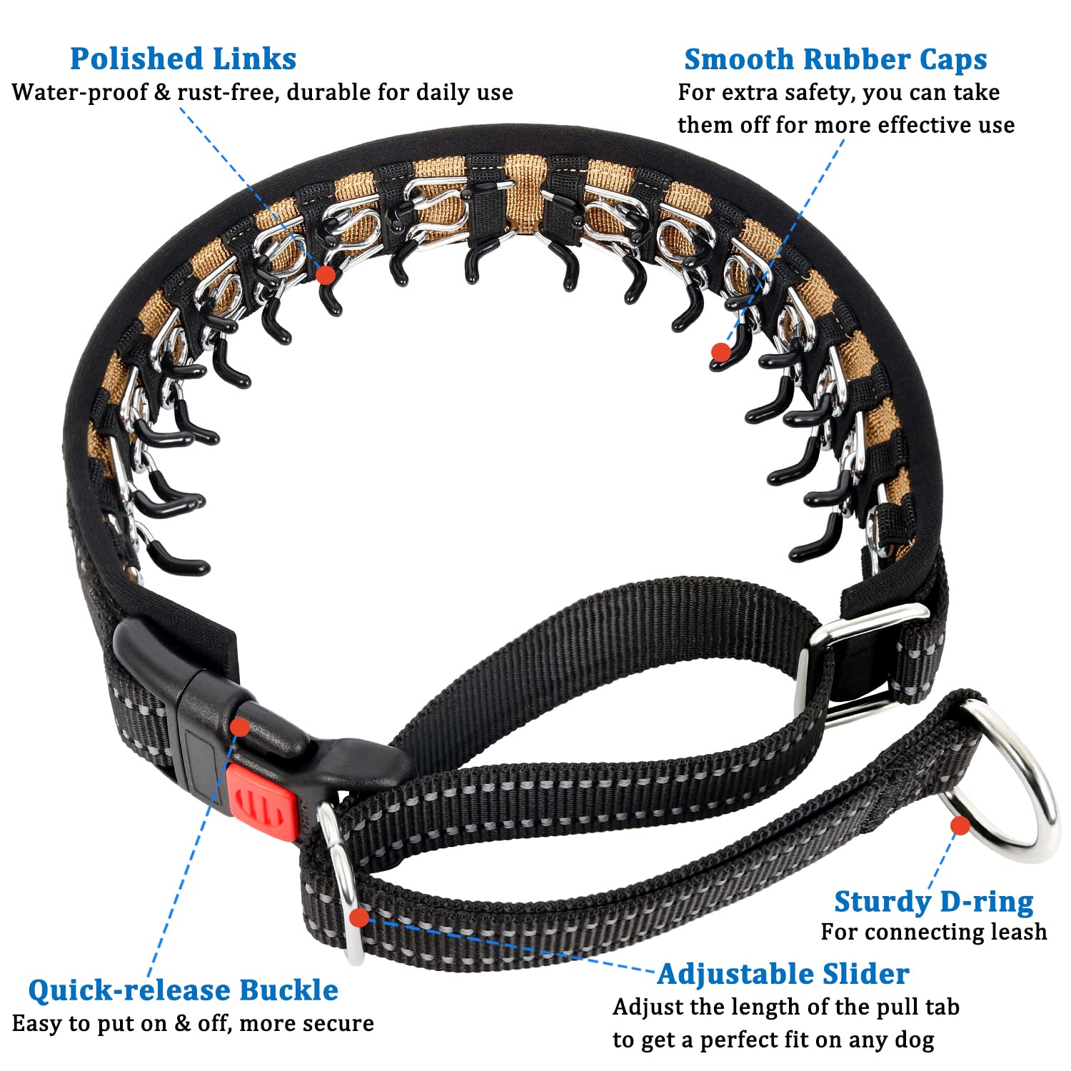 Mayerzon Martingale Collar For Small Medium Large Dogs, Patented Anti Pull Dog Collar With Reflective Strip And Buckle For Walki