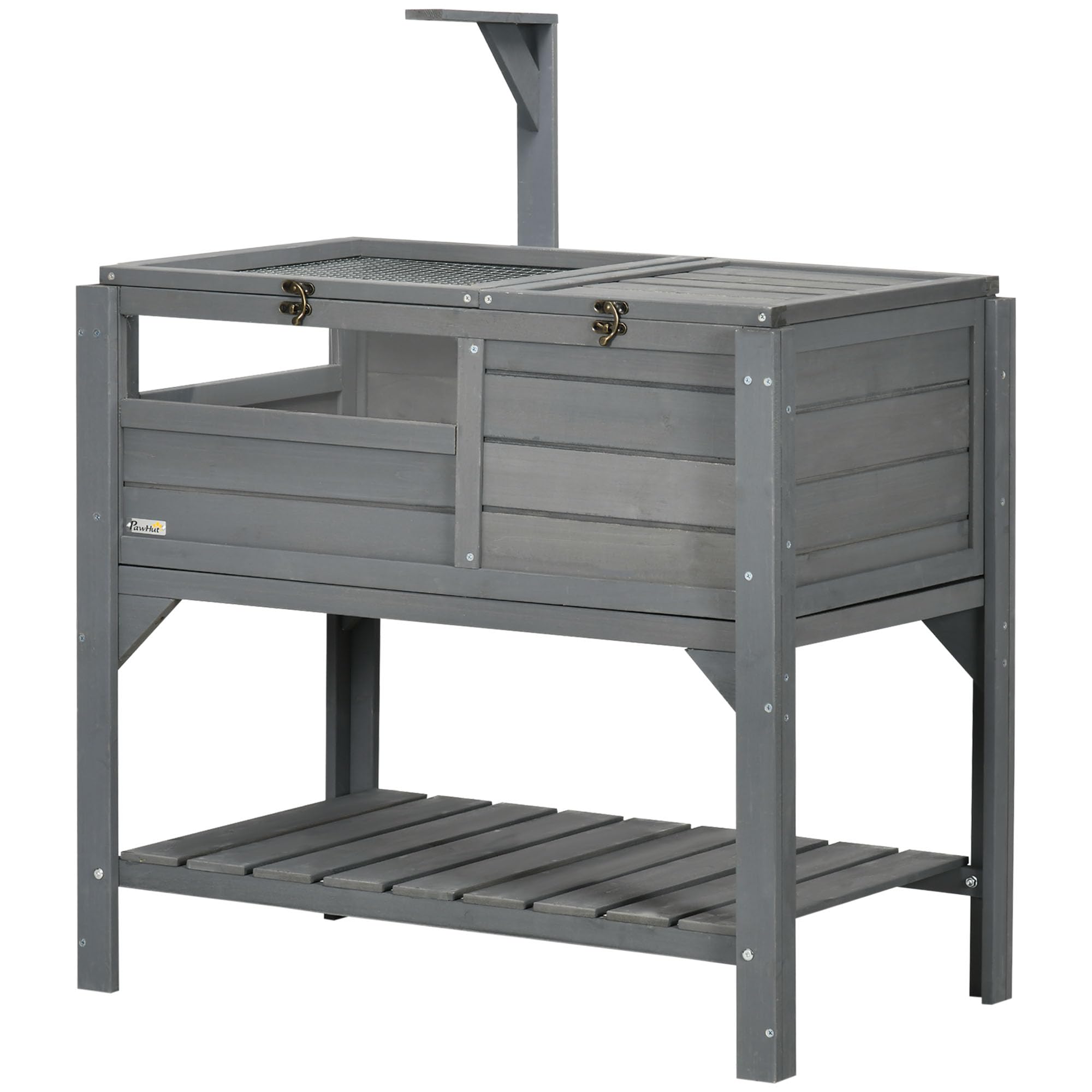 Pawhut Tortoise Habitat With Shelf Storage, Reptile Enclosure With Tray, Light Support Frame, Gray