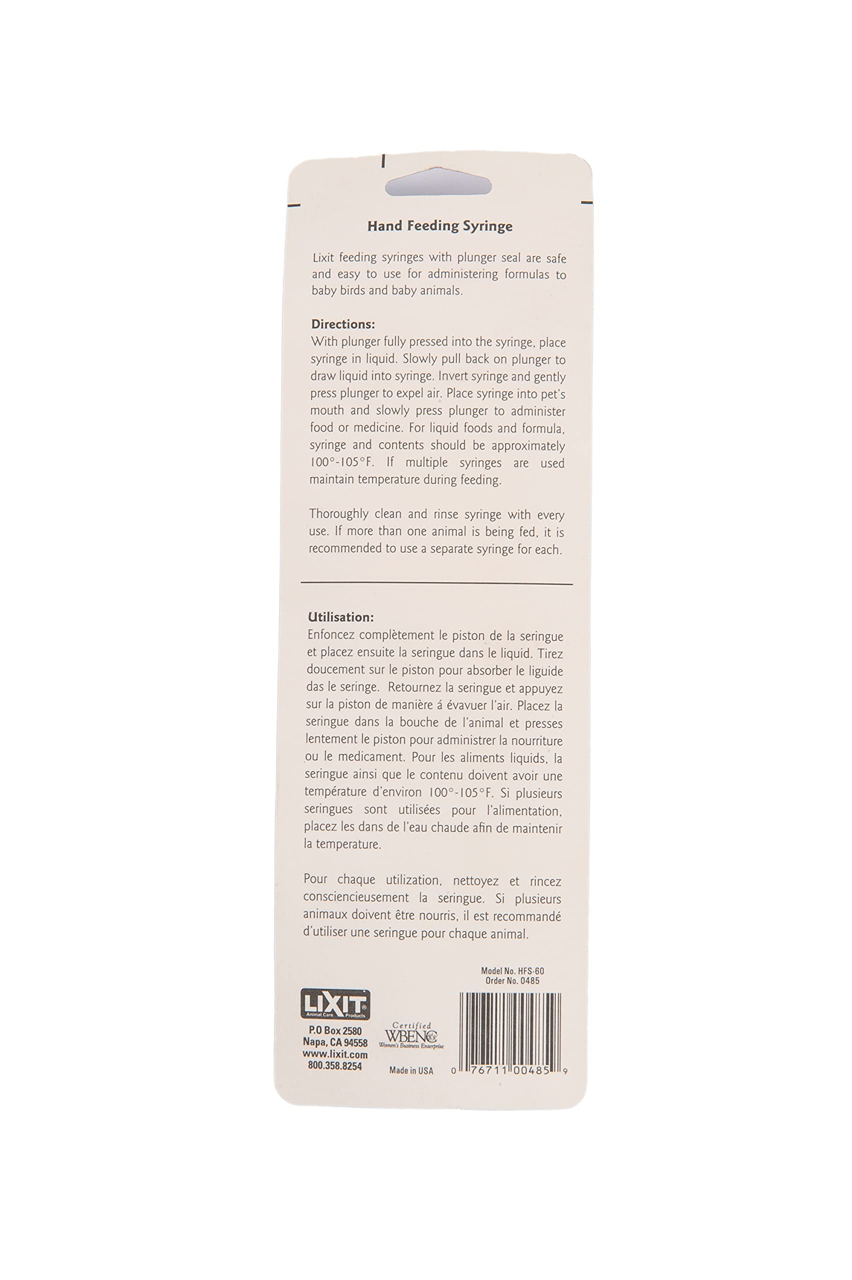 Lixit Hand Feeding Syringes for Puppies, Kittens, Rabbits and Other Baby Animals (60ML Pack of 2)