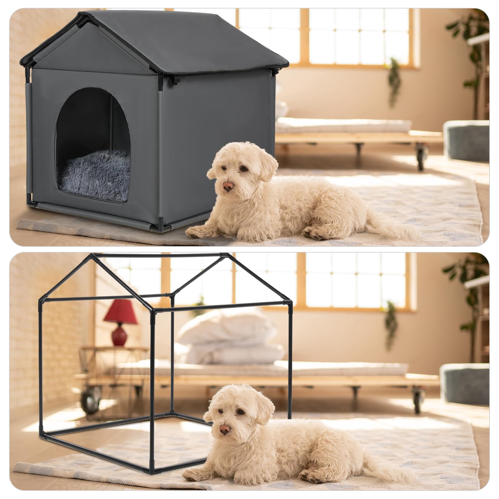 Loobmbns Small Dog House Soft Indoor With Internal Size 22X20X18In For Beagle French Bulldog Welsh Corgi, Small Pet House With S