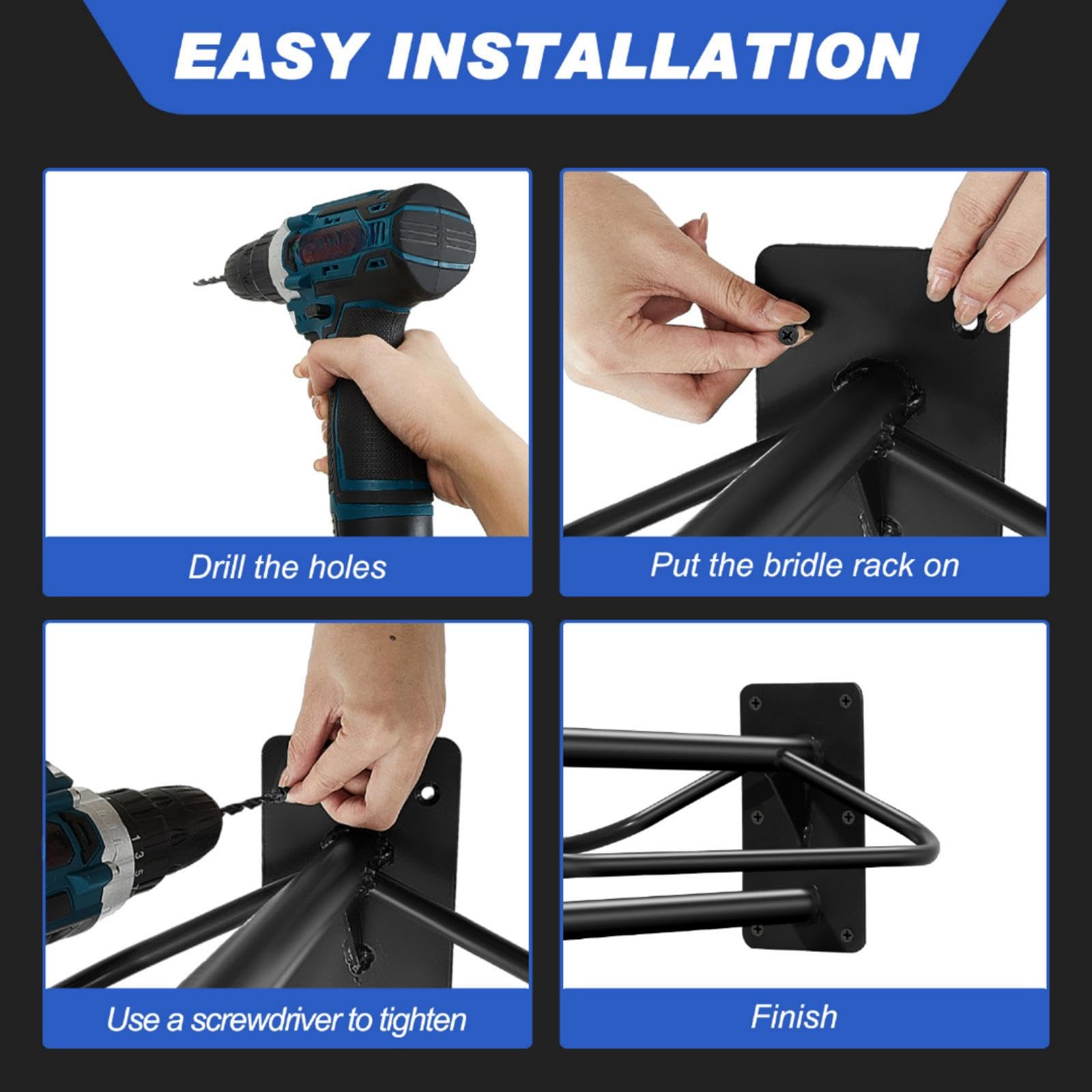 Paterr 4 Pcs Saddle Rack Wall Mount Saddle Stand With Pad Bar Black Saddle Rack Stand Horse Tack Storage For English Western Sad