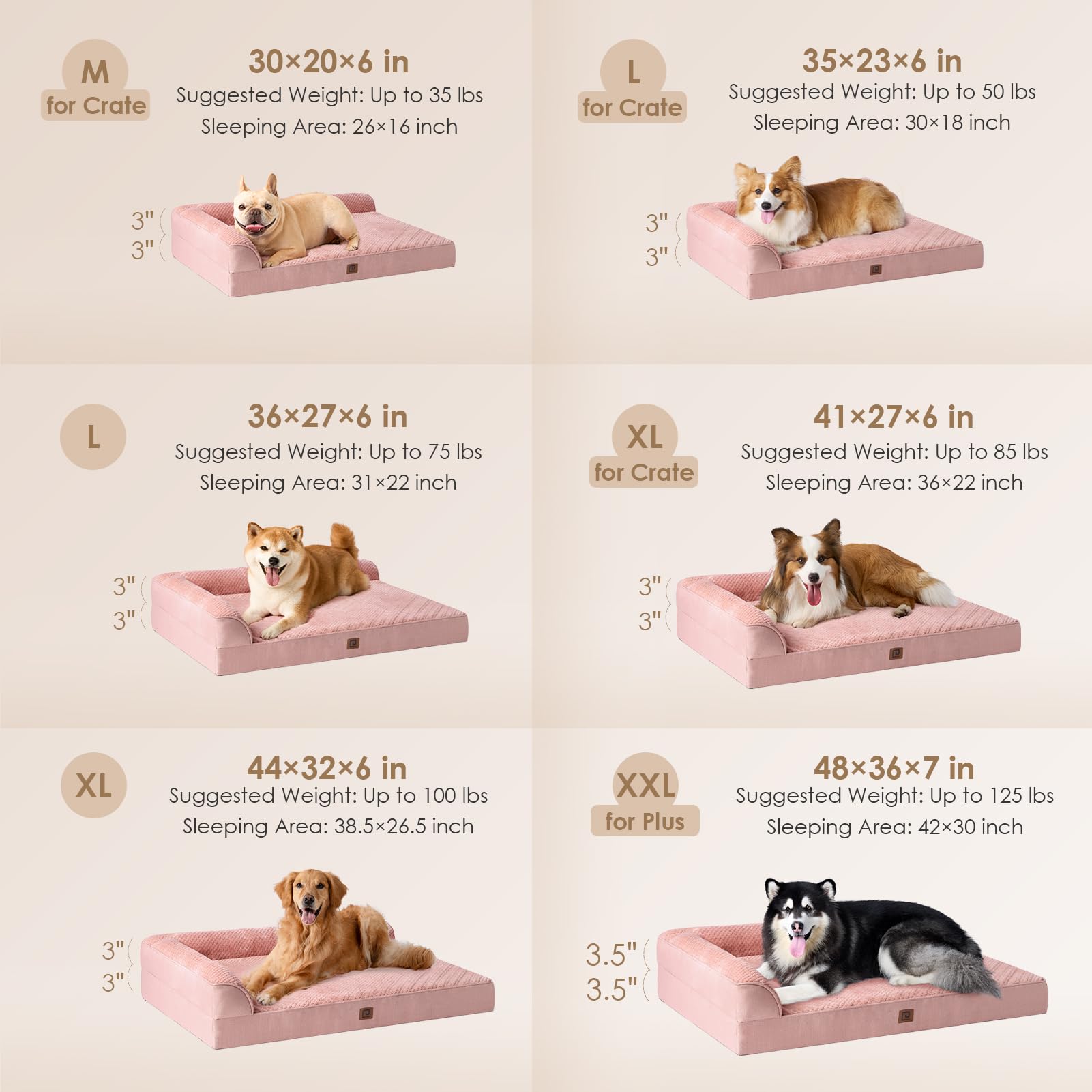 Eheyciga Xxl Memory Foam Dog Bed, Orthopedic Dog Beds For Extra Large Dogs, Waterproof Egg Crate Dog Couch Bed With Washable Removable Cover And Non-Slip Bottom, L Shaped Dog Bed, Dusty Pink