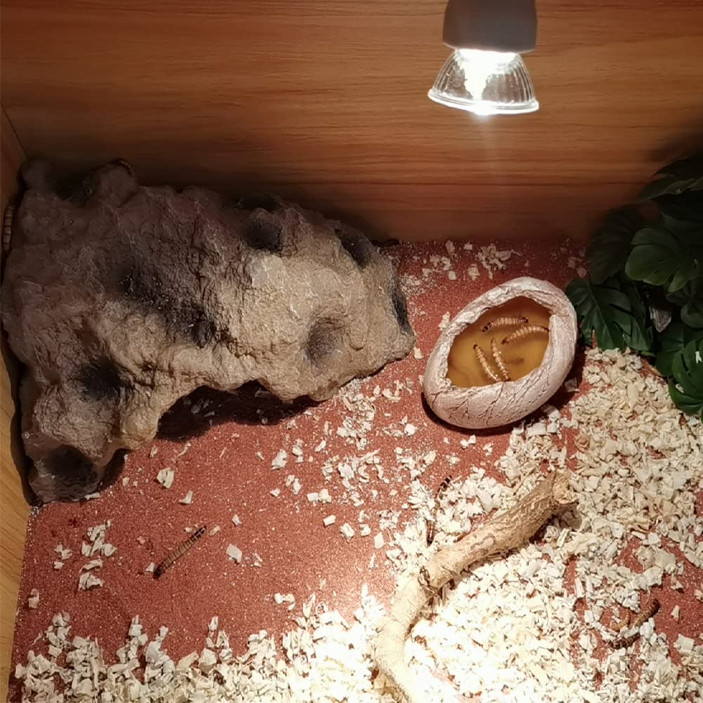 Flushbay Reptile Rock Hide Cave Resin Large Reptile Hideouts Habitat Cave Terrarium Decorations for Bearded Dragon Lizards Gecko