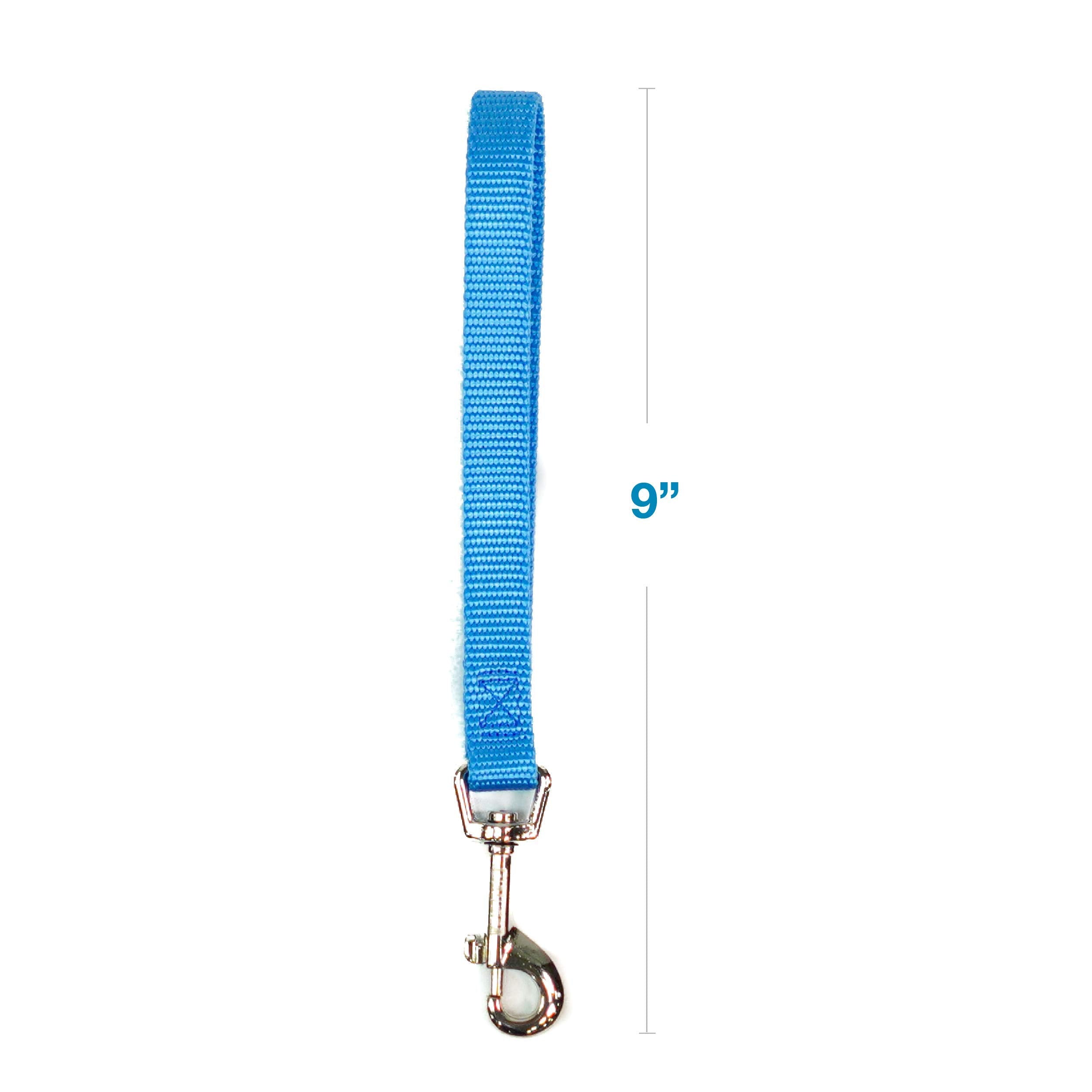 Blue-9 Dog Training Leash, 9 Inch Tab Lead For Obedience, Recall, And Agility Training, Made In The Usa, Sky Blue