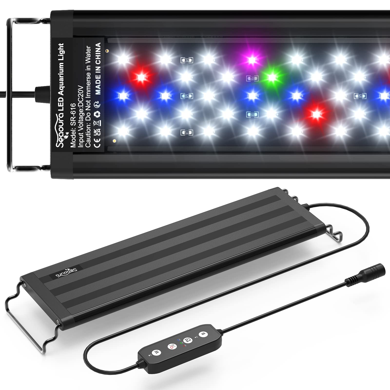 Seaoura Led Aquarium Light For Plants-Full Spectrum Fish Tank Light With Timer Auto On/Off, 12-18 Inch, Adjustable Brightness, W