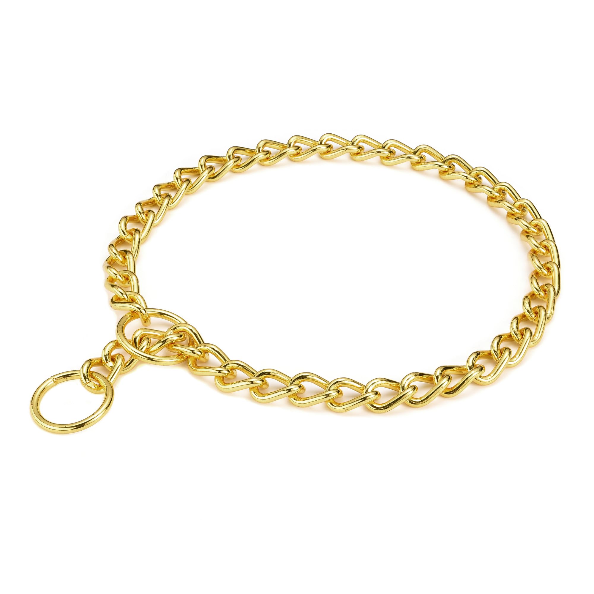 Mogoko Stainless Steel Dog Choke Chain Collar, Puppy Metal P Chain Slip Collar Pet Training Walking Choker(Gold; 3.0Mm;20.0 Inch