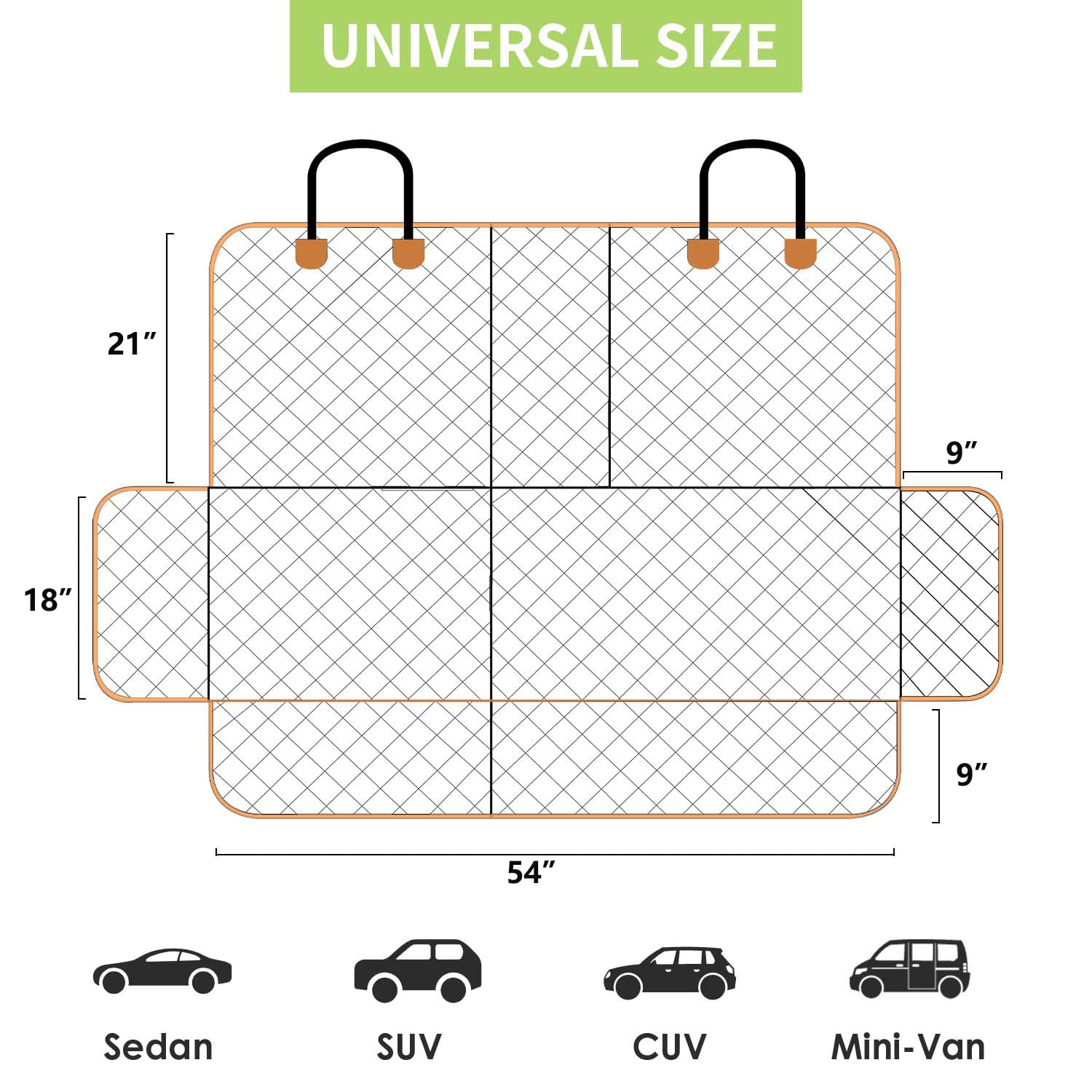 Nestroad 4-In-1 Dog Car Seat Cover For Back Seat,Convertible Front Seat Covers Heavy-Duty And Nonslip Backseat Protector Cover For Cars,Trucks & Suvs,Black&Orange