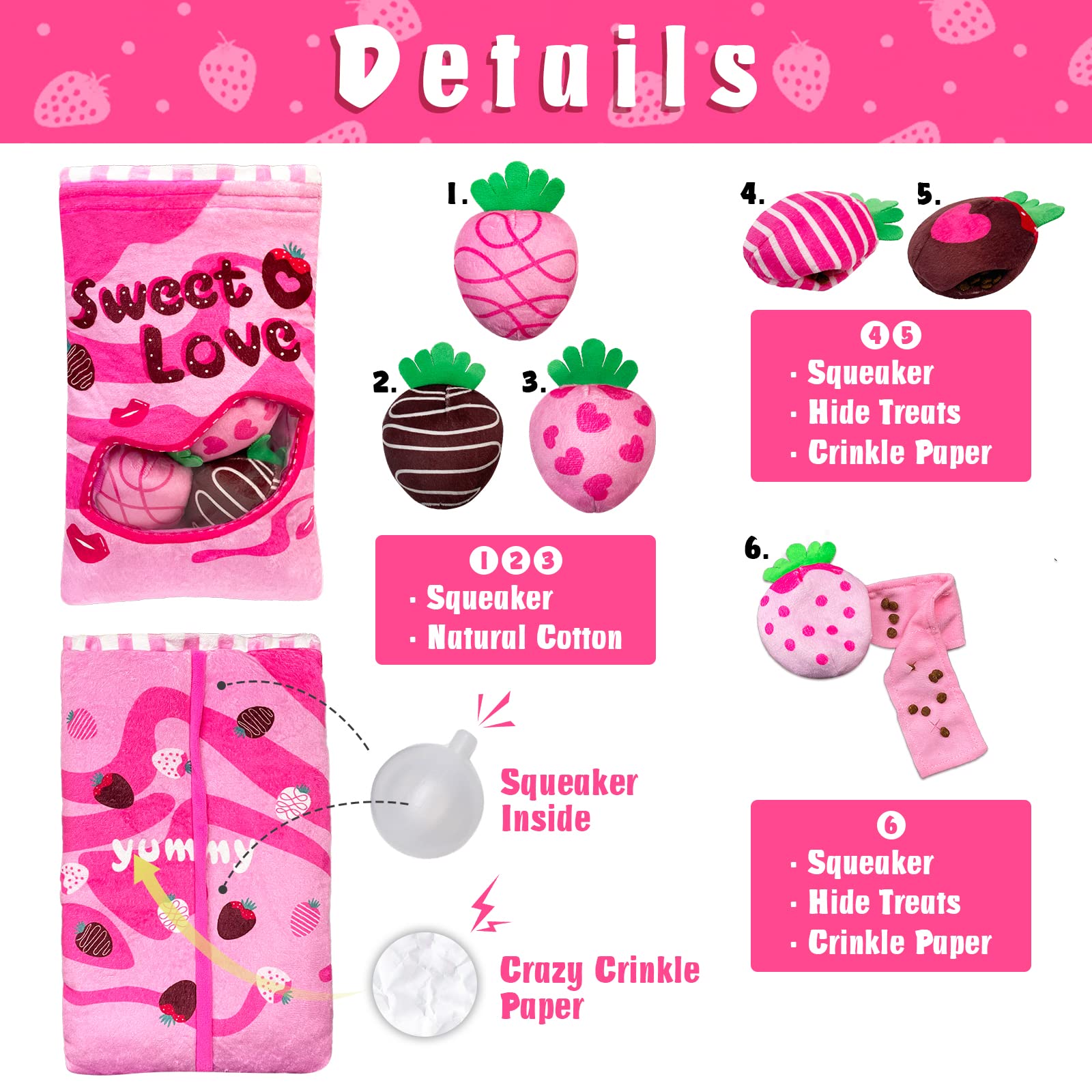 Lepawit Valentine 's Day Dog Toys, Squeaky Hide and Seek Dog Toy, Interactive Puzzle Dog Toys for Boredom and Stimulation, Valen