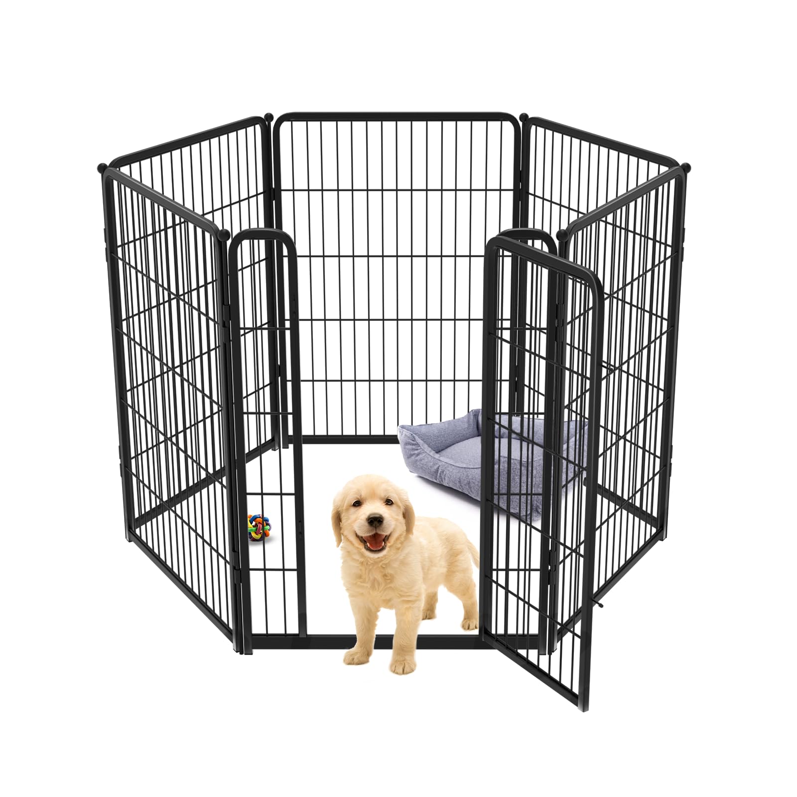 Fxw Homeplus Indoor Dog Playpen - Stress-Free And Safe Play, 40 Inch 6 Panels For Medium And Large Dogs, Black│Patented