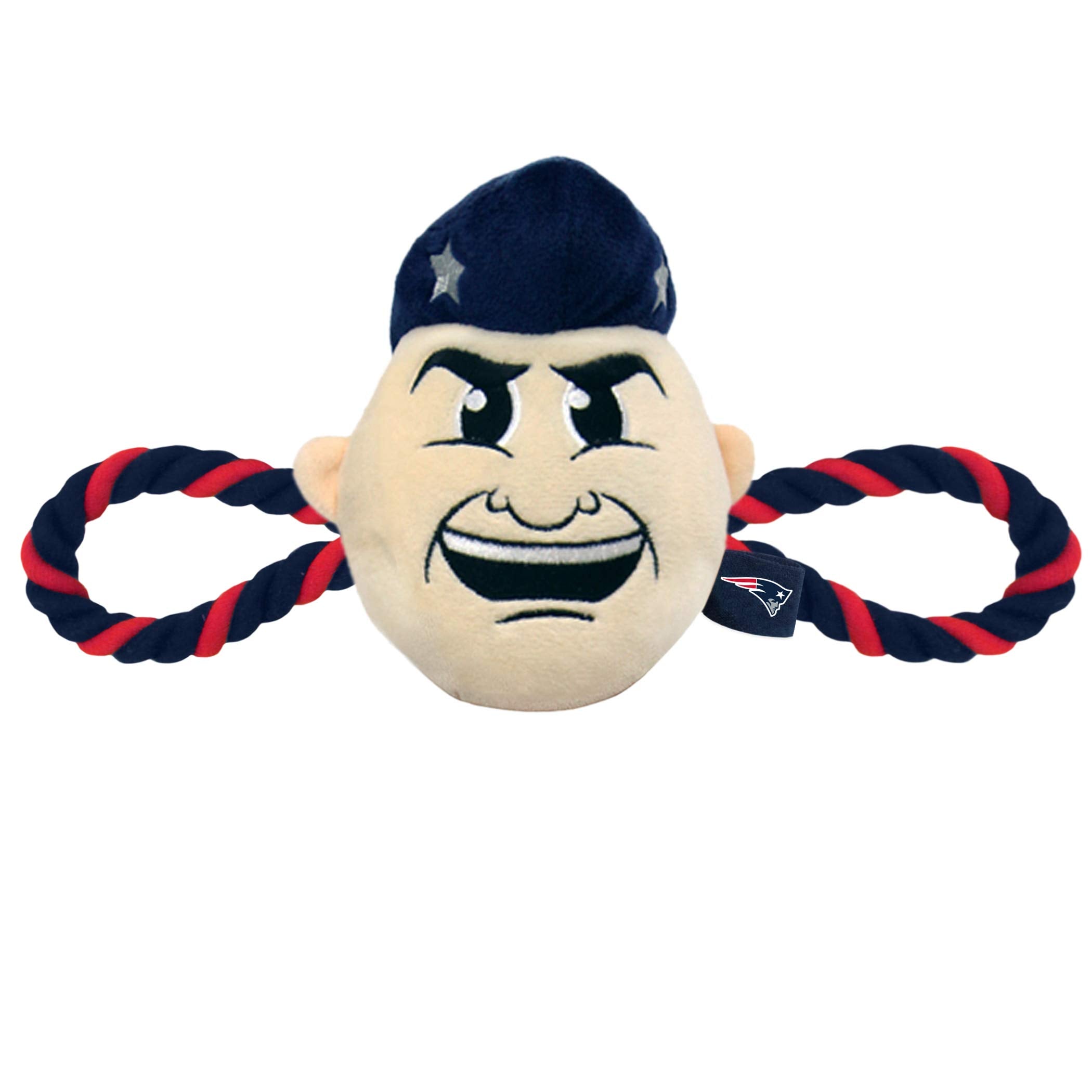 Nfl New England Patriots Mascot Toy For Dogs & Cats. Cute & Entertaining Face With Heavy-Duty Ropes & Chewy 7'' Toy With Inner S