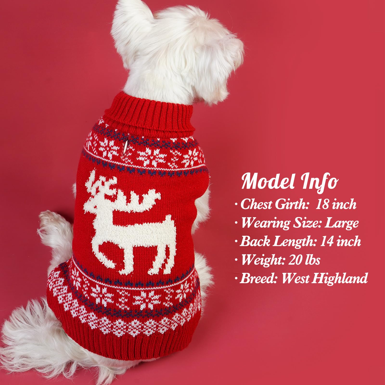 Kyeese Dog Sweater Christmas For Small Dogs Turtleneck Reindeer Dog Knitwear With Leash Hole Puppy Sweater Cat Sweater For Holid