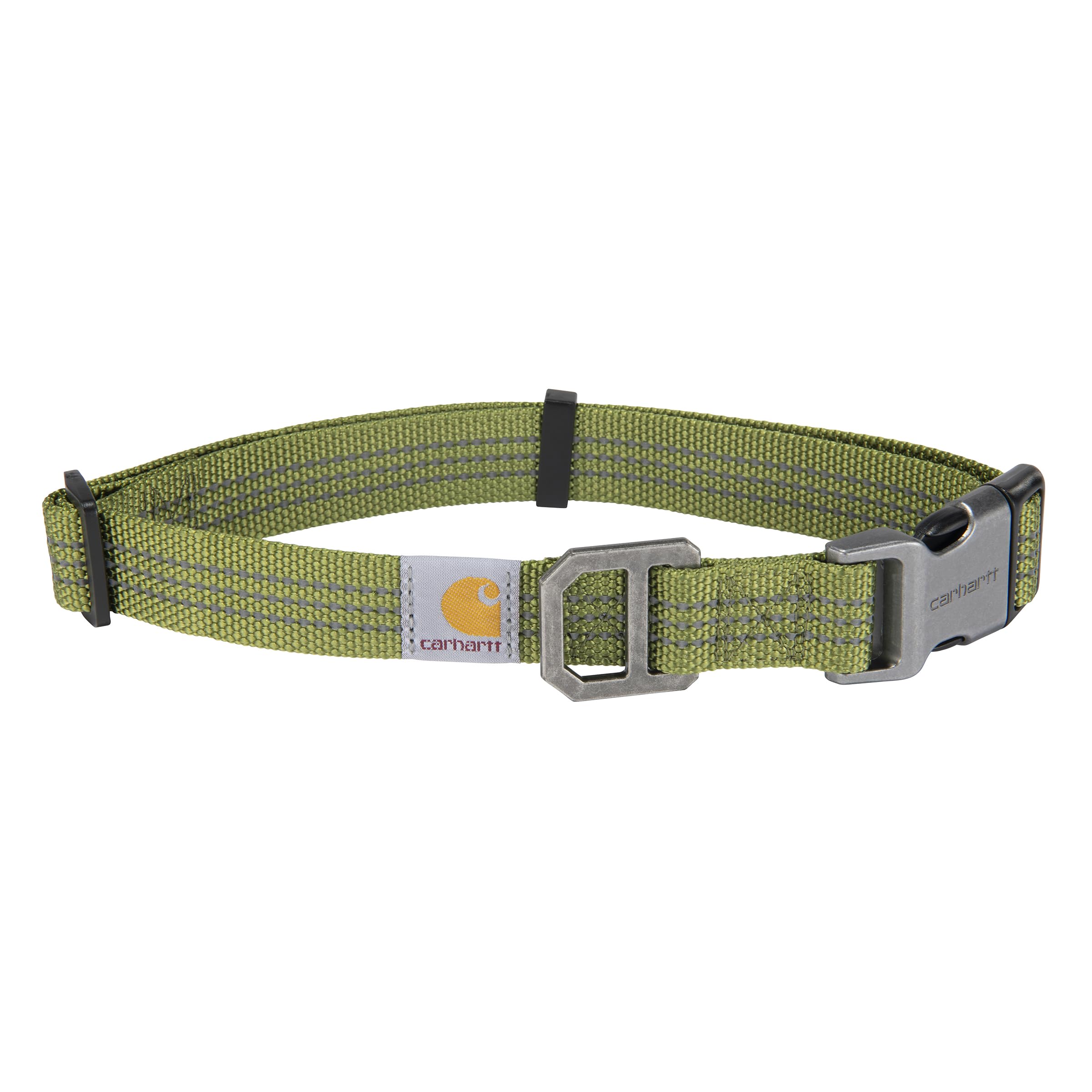 Carhartt Fully Adjustable Nylon Webbing Collars for Dogs, Reflective Stitching for Visibility, Light Moss (Nylon Webbing), Mediu