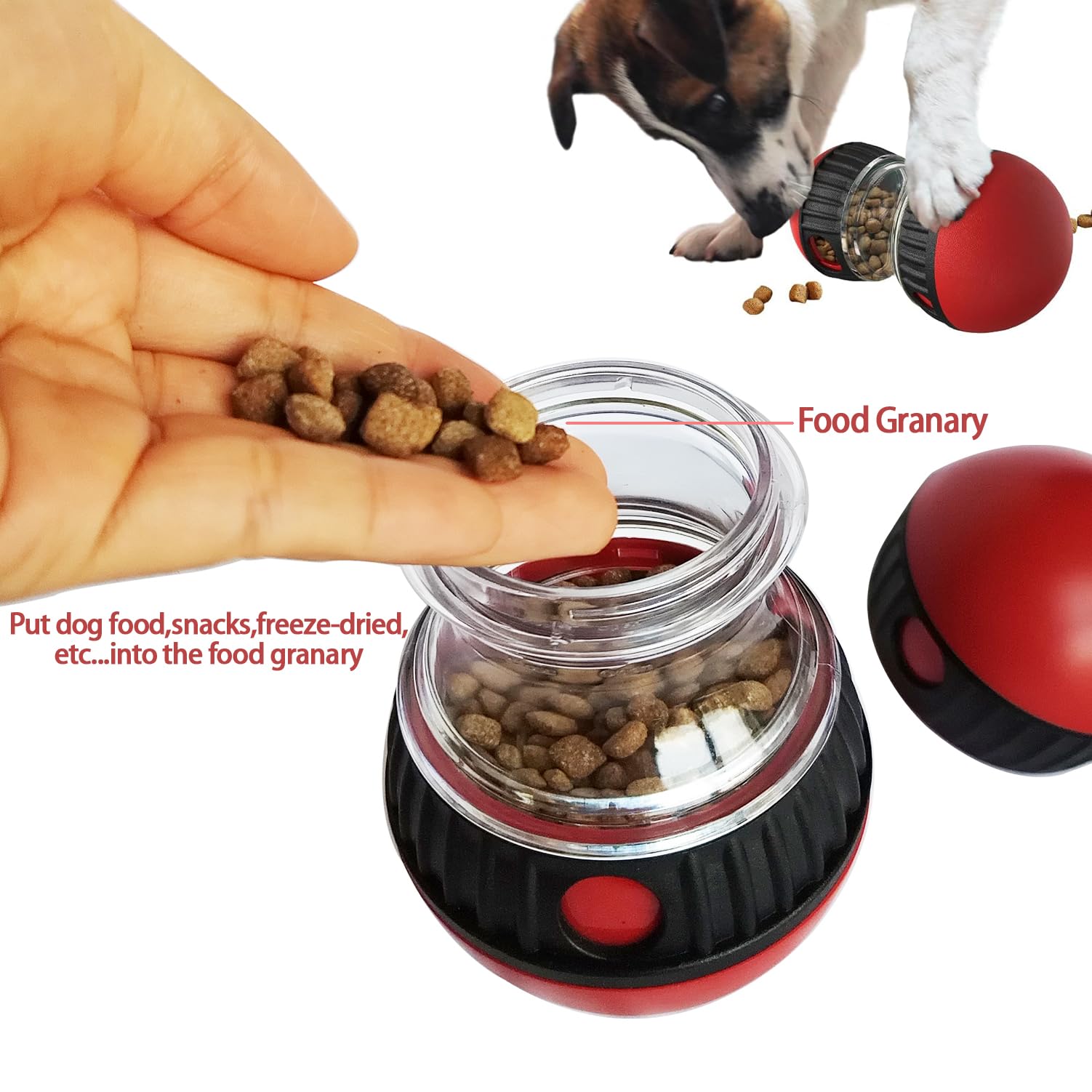 Tmeng Dog Food Puzzle Toys, Adjustable Dog Treat Dispensing Dog Toys, Interactive Chase Slow Feeder for Boredom and Stimulating,