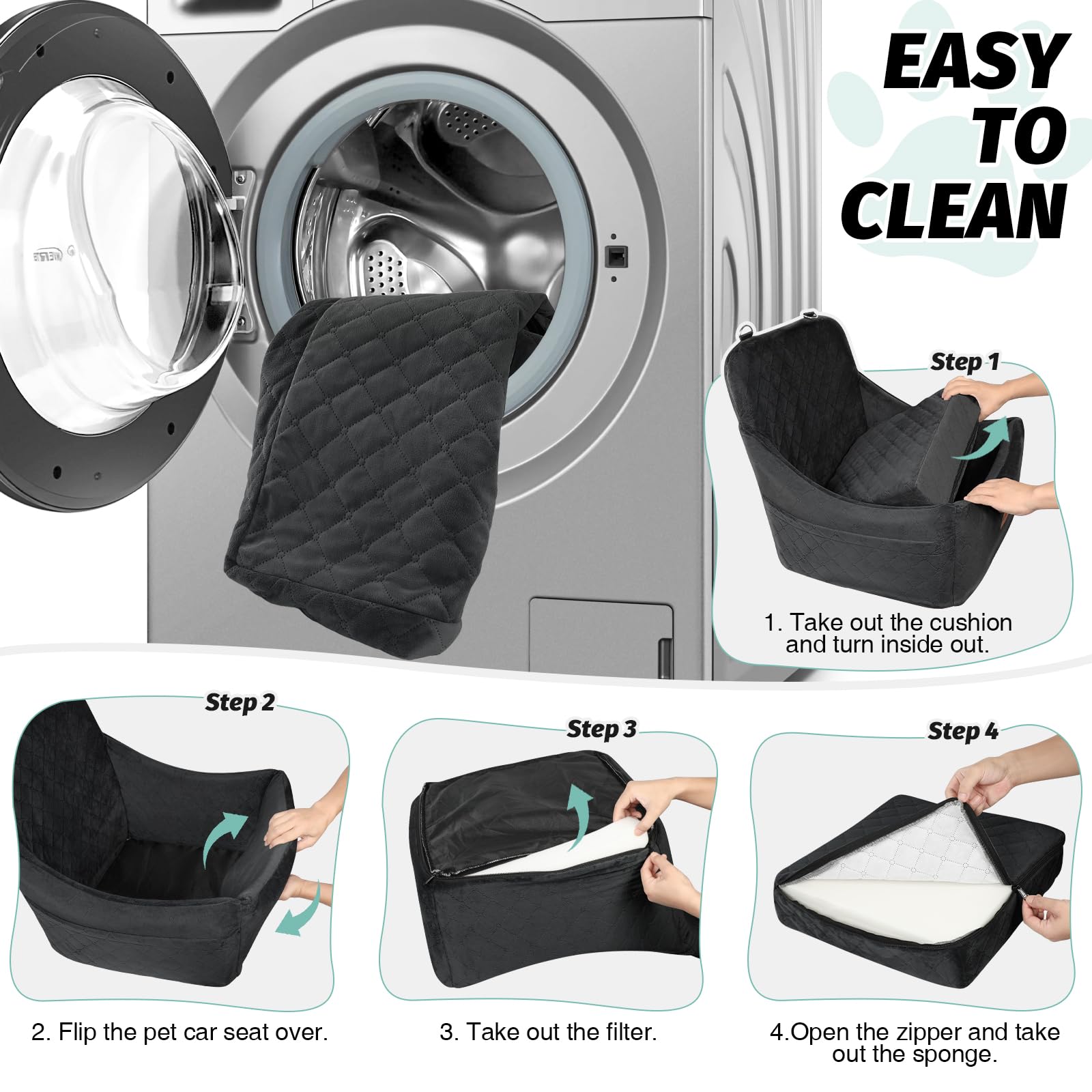 Lealchum Dog Booster Car Seat for Medium Dogs,Dog Car Bed with Adjustable Straps,Anti Slip Bottom Pet Car Seat Fully Detachable