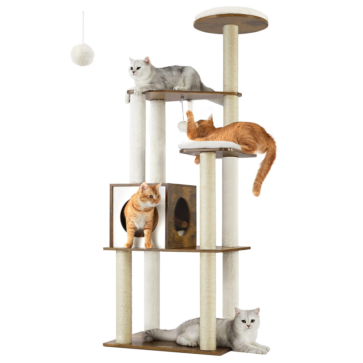 Feandrea Woodywonders Cat Tree, 65-Inch Modern Cat Tower For Indoor Cats, Multi-Level Cat Condo With 5 Scratching Posts, Perch, 