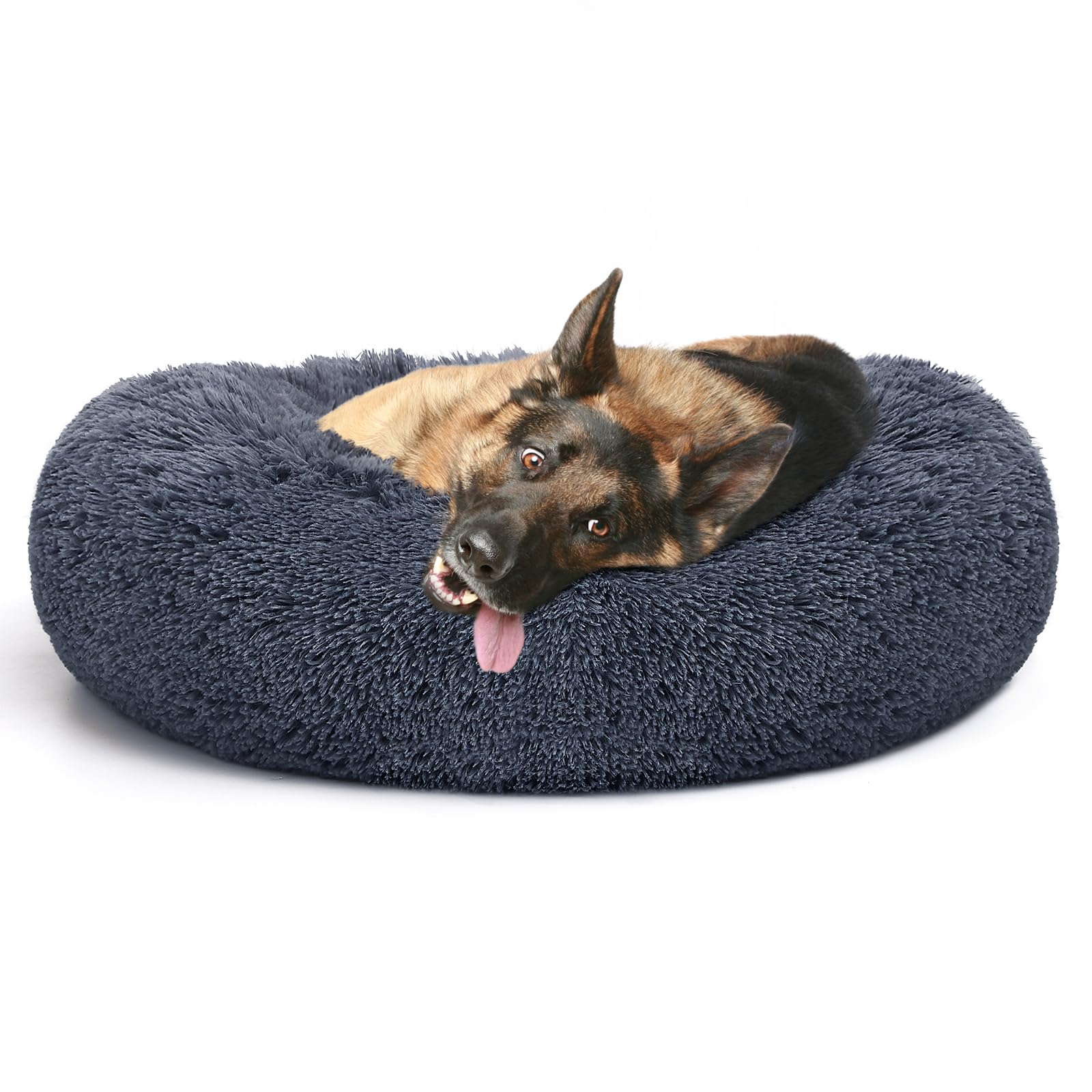 Mixjoy Orthopedic Dog Bed Comfortable Donut Cuddler Round Dog Bed Ultra Soft Washable Dog And Cat Cushion Bed (20''/23''/30''/36'') (36''X36'', Grey-Blue)