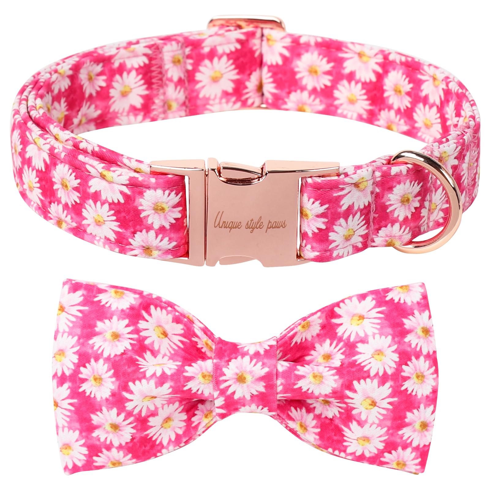 Unique Style Paws Cartoon Dog Collar With Bow Spring Summer Collar With Flower Rose Daisy For Small Medium Large Boys Girls Dogs