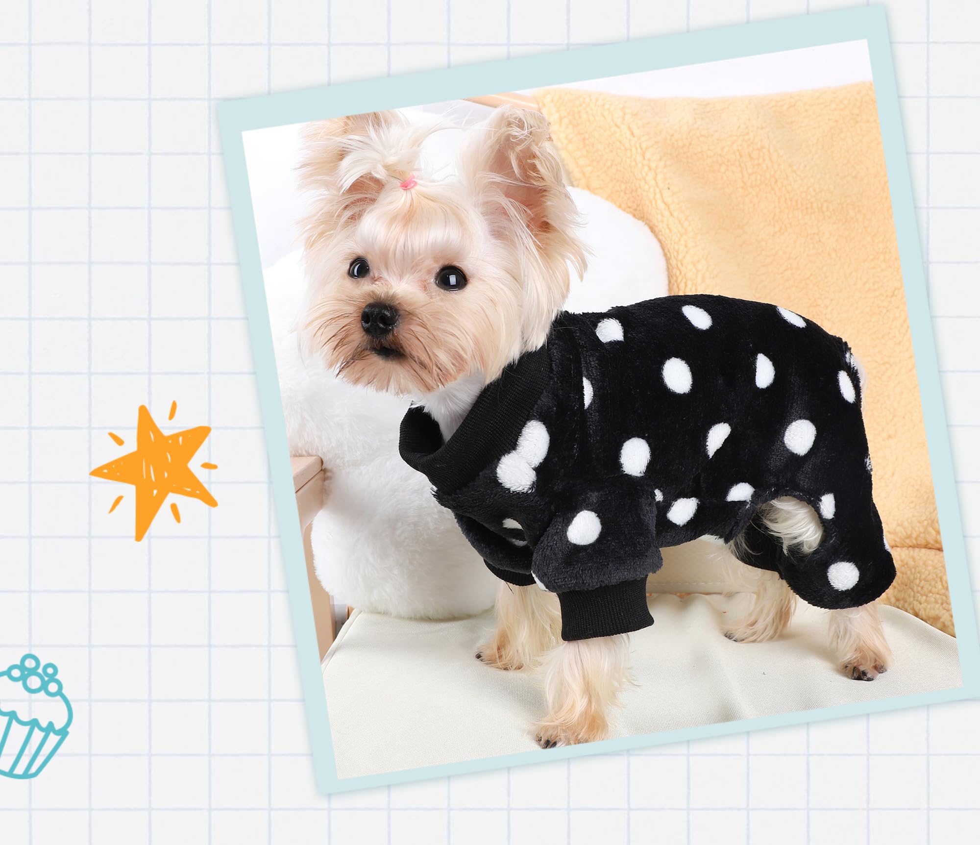 Dog Pajamas for Small Dogs Girl Boy Winter Onesies Pjs Cold Weather Puppy 4 Legged Sweater Clothes for Chihuahua Yorkie Teacup J