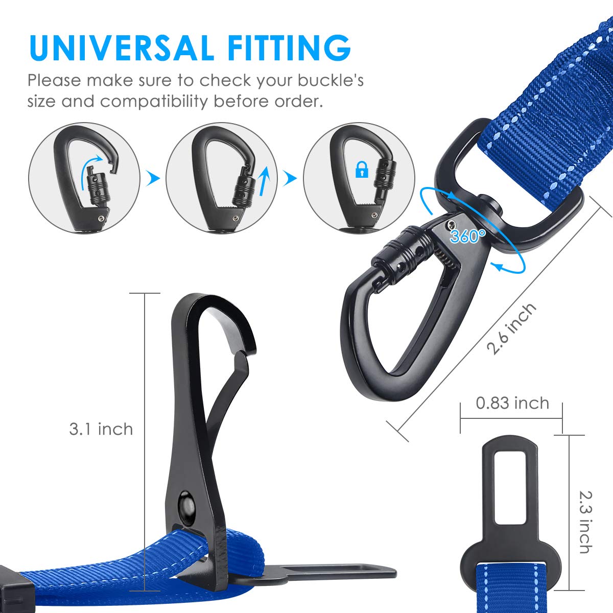 Urpower Upgraded Dog Seat Belt 3-In-1 Car Seatbelts 2 Pack Adjustable Pet Seat Belt For Vehicle Nylon Pet Safety Seat Belts Heav