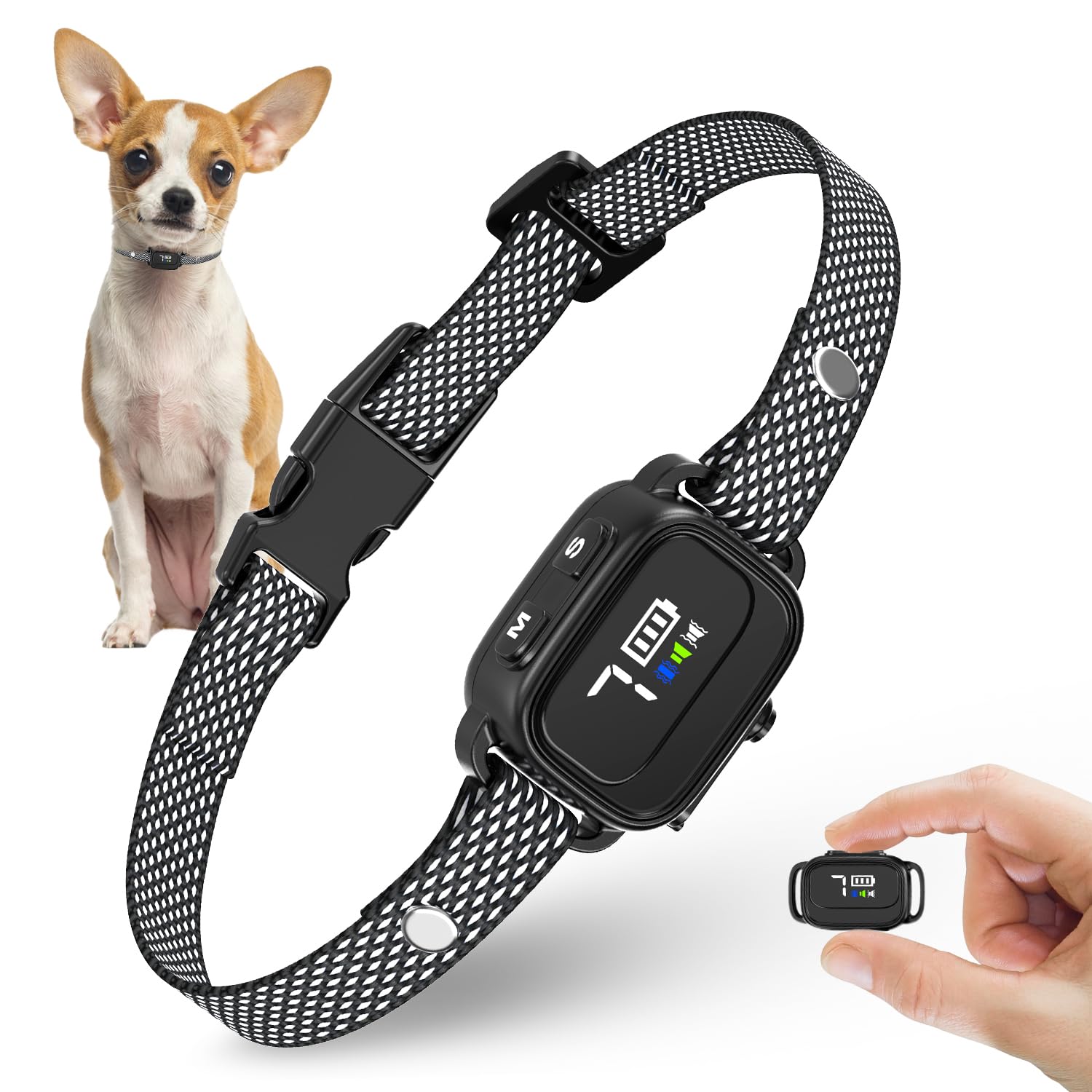 Ricivi Anti-Bark Collar For Small Dogs, No Shock Barking Collars With 7 Sensitivities, 3 Adjustable Modes Beep & Vibration, Ip67 Waterproof - Effective & Humane Small Dogs Bark Collar-Gloss Black