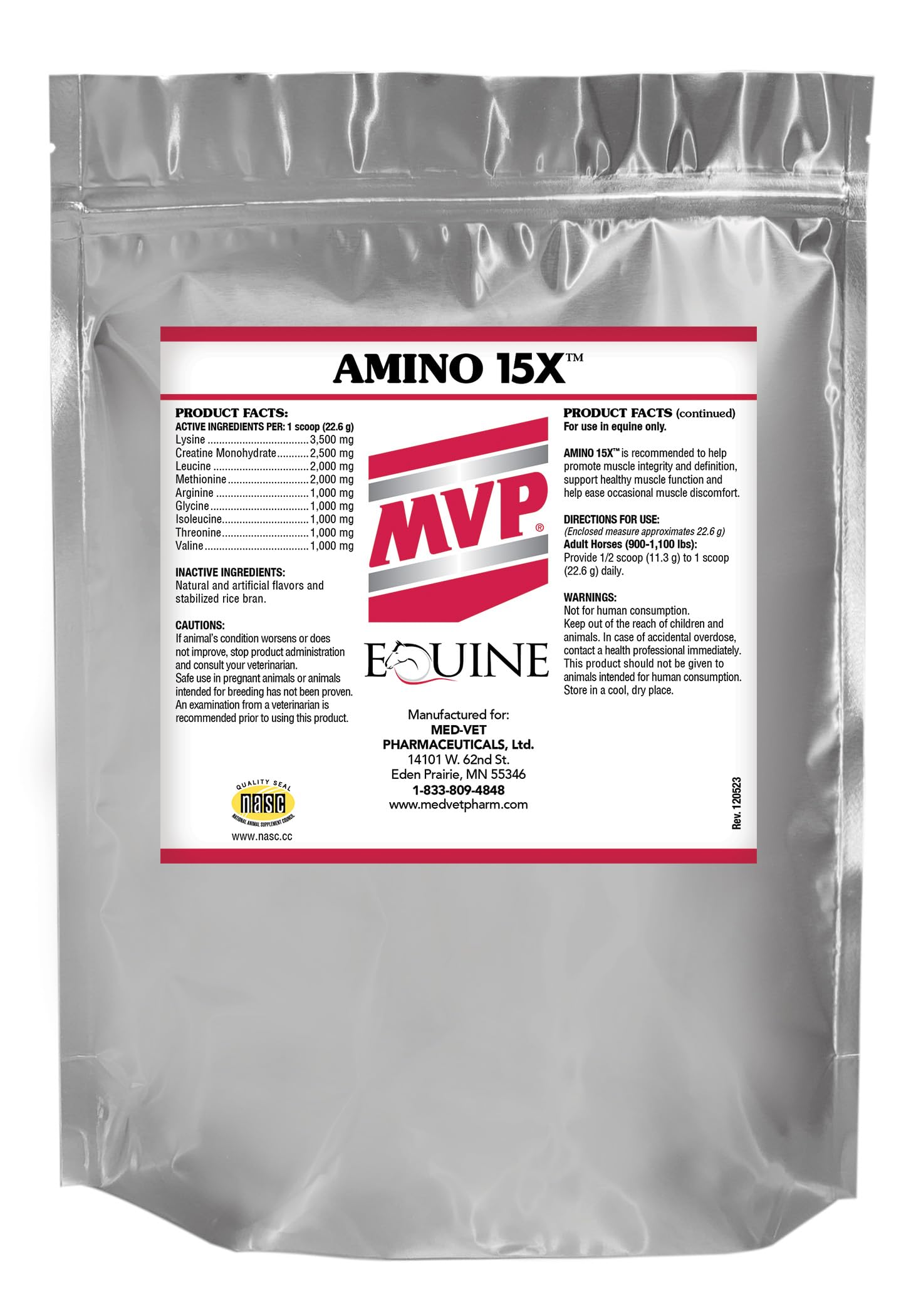 Amino 15X (3 lb) -Supports Healthy Muscle Function, Development and Repair in Horses