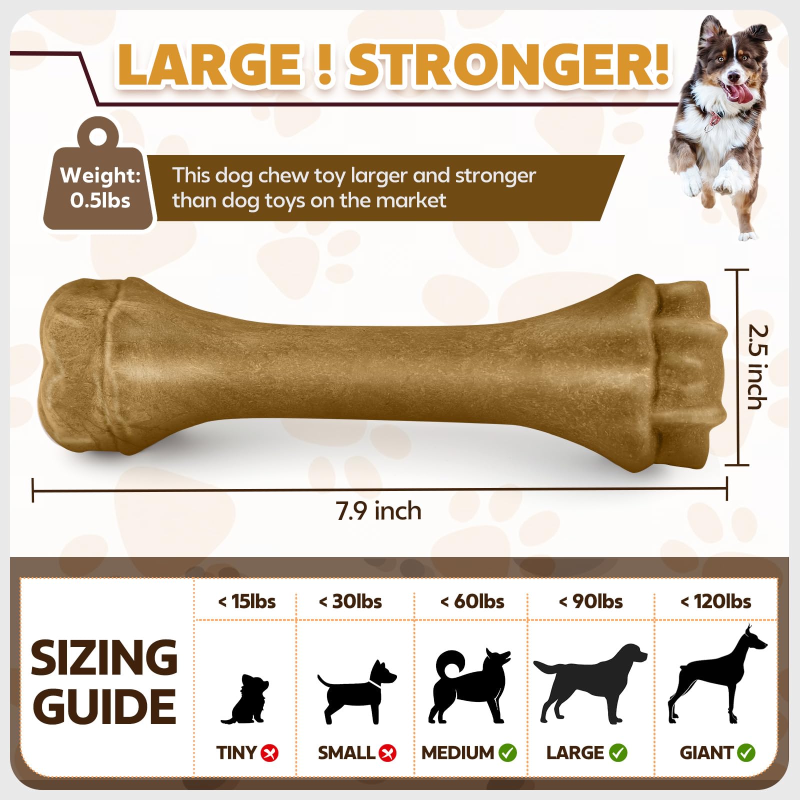 Puptily Dog Toys For Aggressive Chewers, Indestructible Bones For Aggressive Chewers, Tough Puppy Chew Toy For Heavy Duty Dogs,