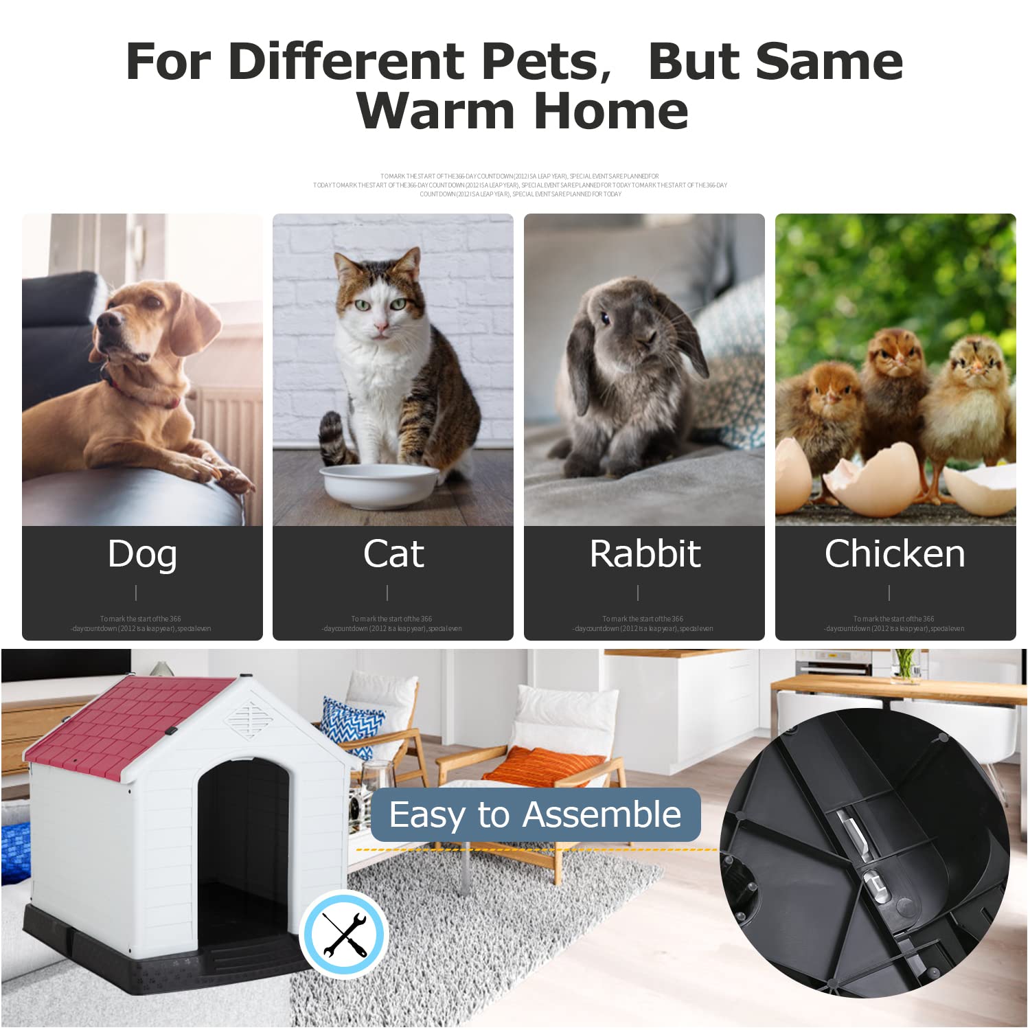 BestPet 32Inch Large Dog House Insulated Kennel Durable Plastic Dog House for Small Medium Large Dogs Indoor Outdoor Weather & W