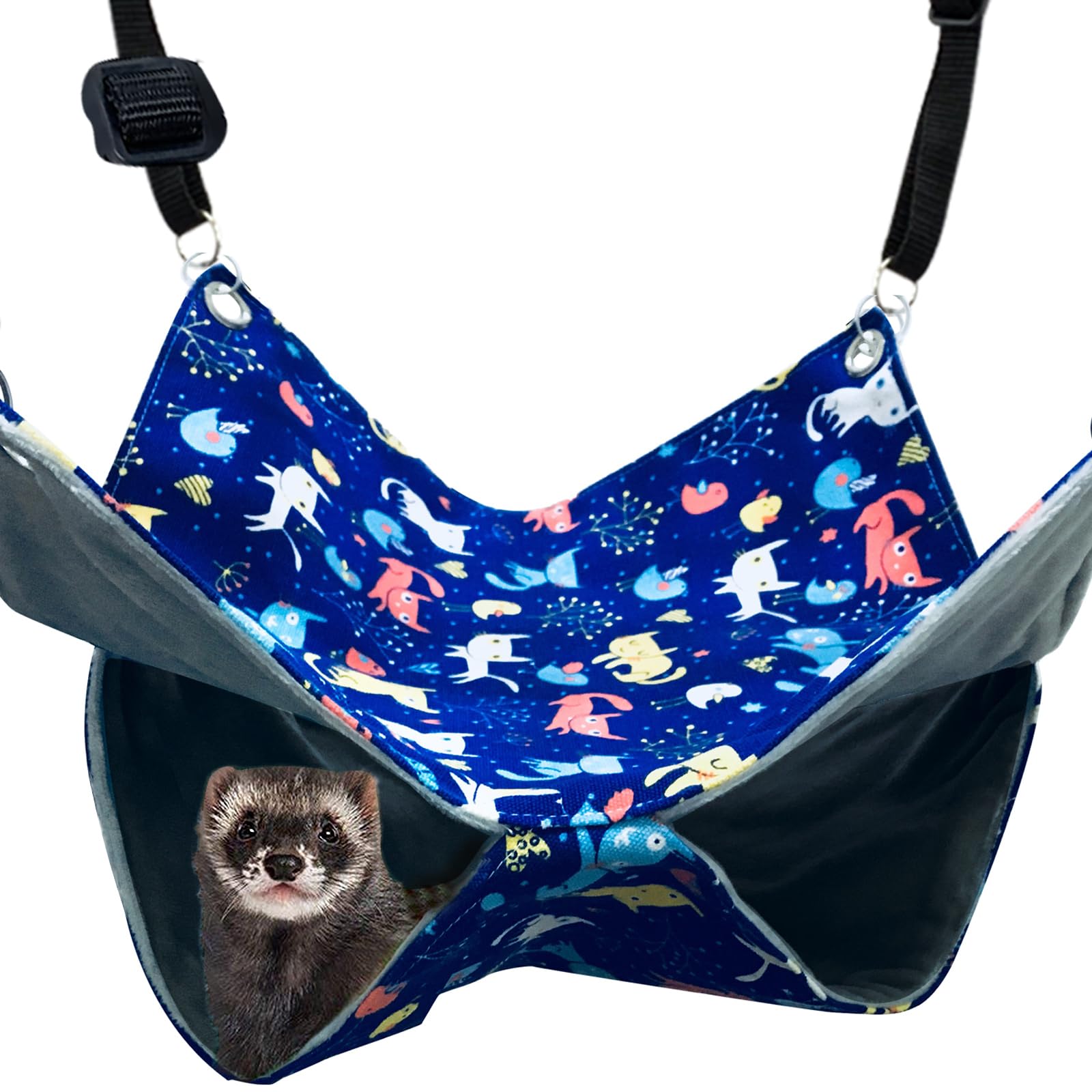 Fulue Ferret Rat Hammock Bed Nation Cage Accessories Kit Set Staff House And Hideouts Cave For Guinea Pig Ferret 13.8Inch