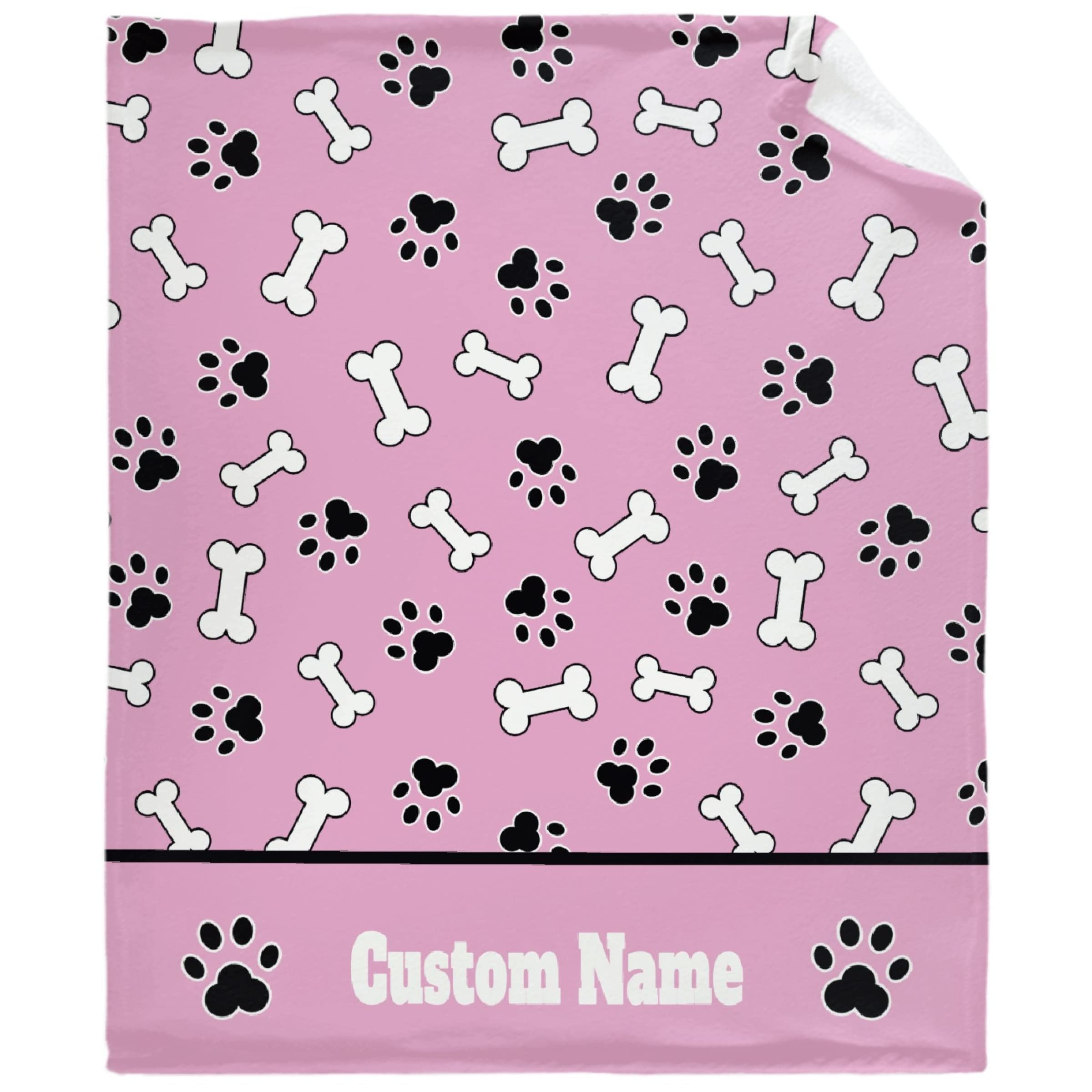 Lynnezilla Personalized Dog Blanket with Bones Paw,Custom Blanket with Pet Name, Customized Unique Dog Super Soft Blanket Gift f
