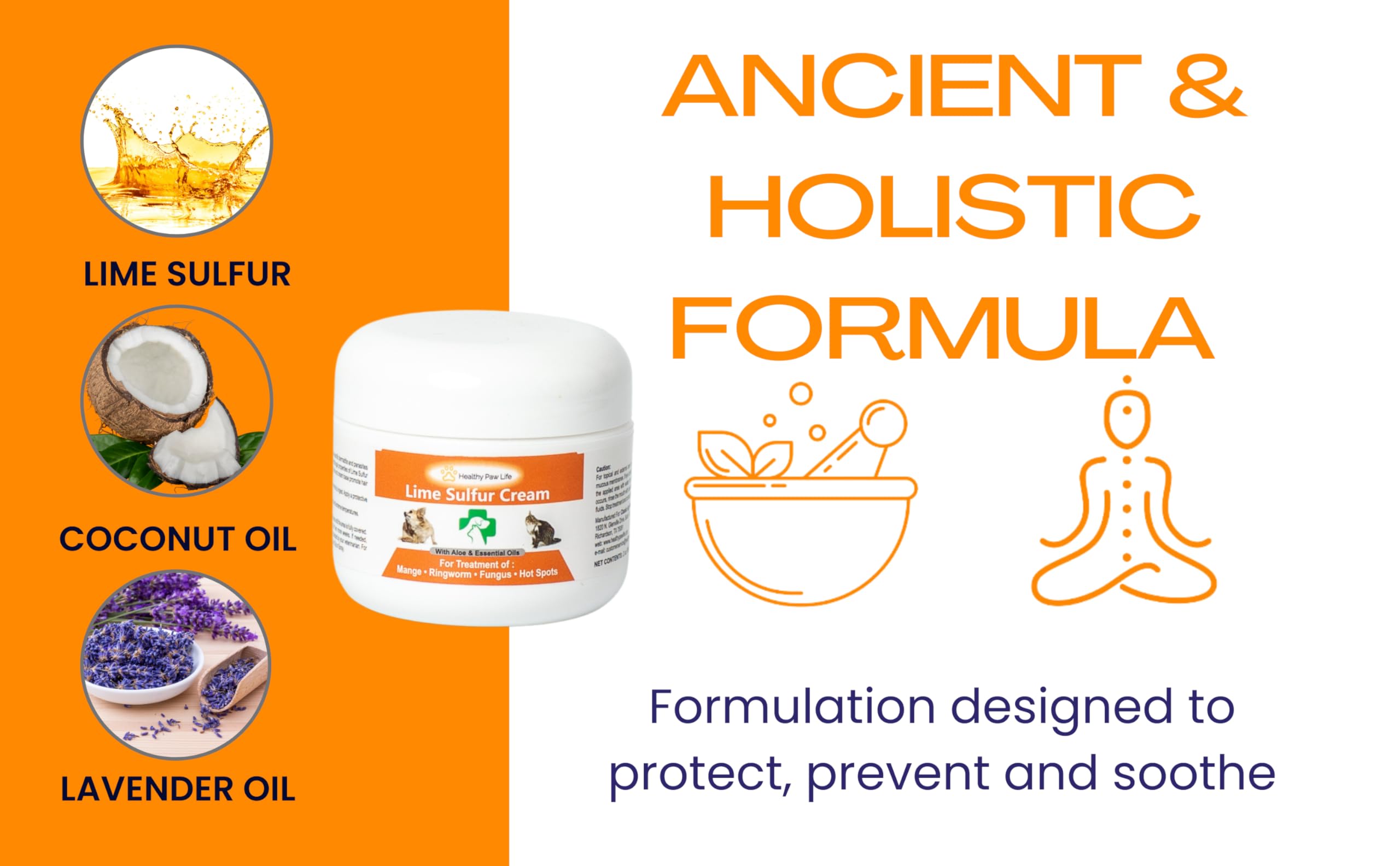 Healthy Paw Life Lime Sulfur Pet Skin Cream 2 oz - Soothing Treatment for Itchy Dry Skin in Dogs, Cats, Puppies, Kittens, Horses