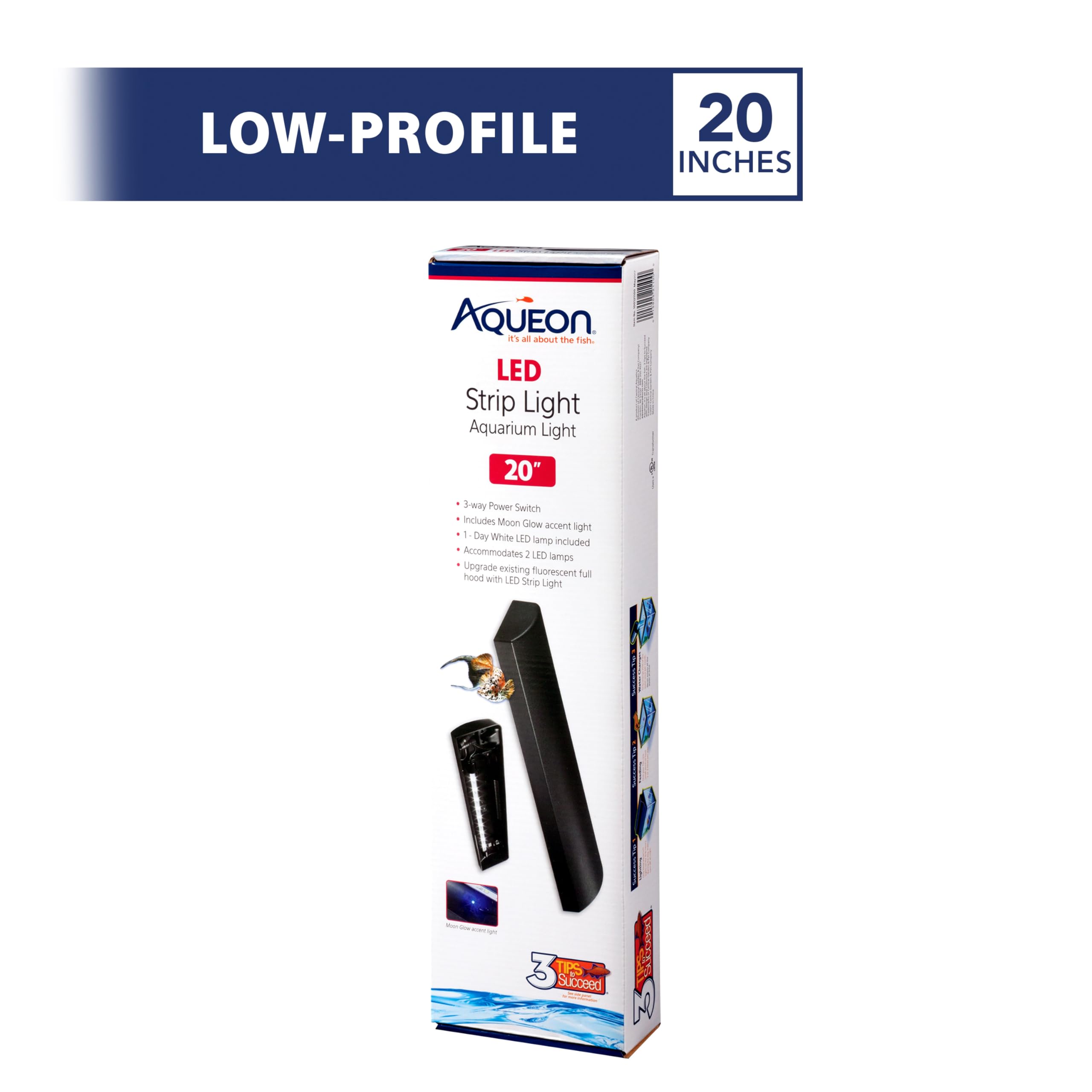 Aqueon LED Fish Tank Aquarium Strip Light Fixture, 20 Inch