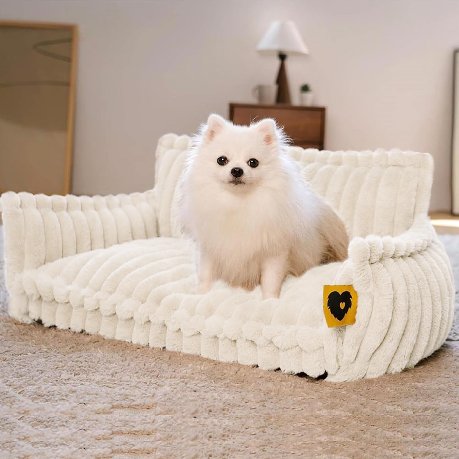 Funny Fuzzy Orthopedic Dog Bed With Removable Washable Cover And Anti-Slip Bottom, Supportive Foam Pet Couch Bed,Dog Sofa For Sm