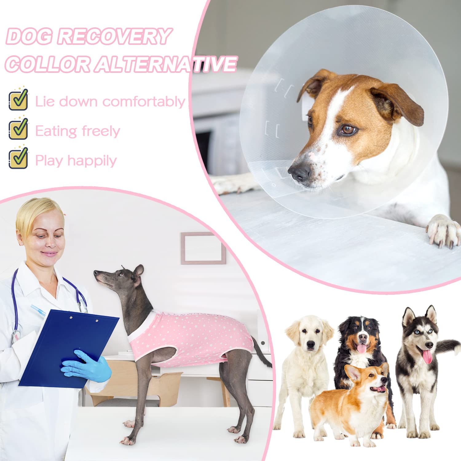 Etdane Dog Recovery Suit for Female Male Dog Onesie for Surgery Surgical Suit After Spayed Dogs Neuter Body Suits Fit Small Medi