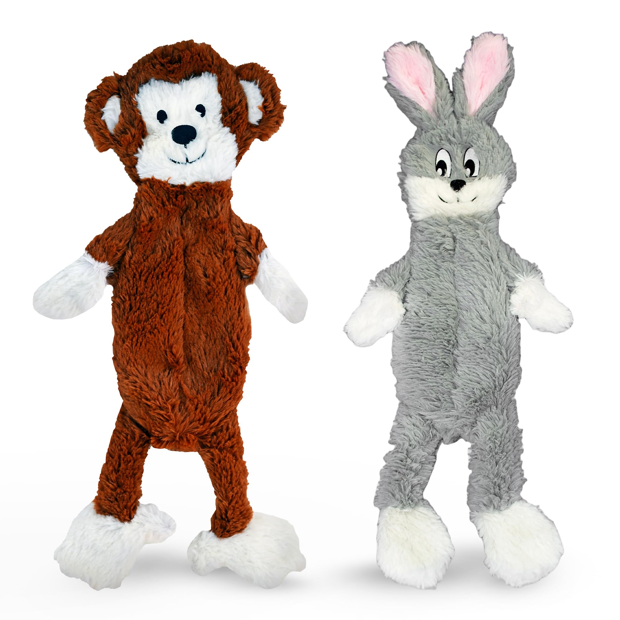 Fga Marketplace Monkey-Grey Rabbit Flat No Stuffing No Squeak Plush Dog Toy, Funny Style Will Entertain Your Pet For Hours, Reco