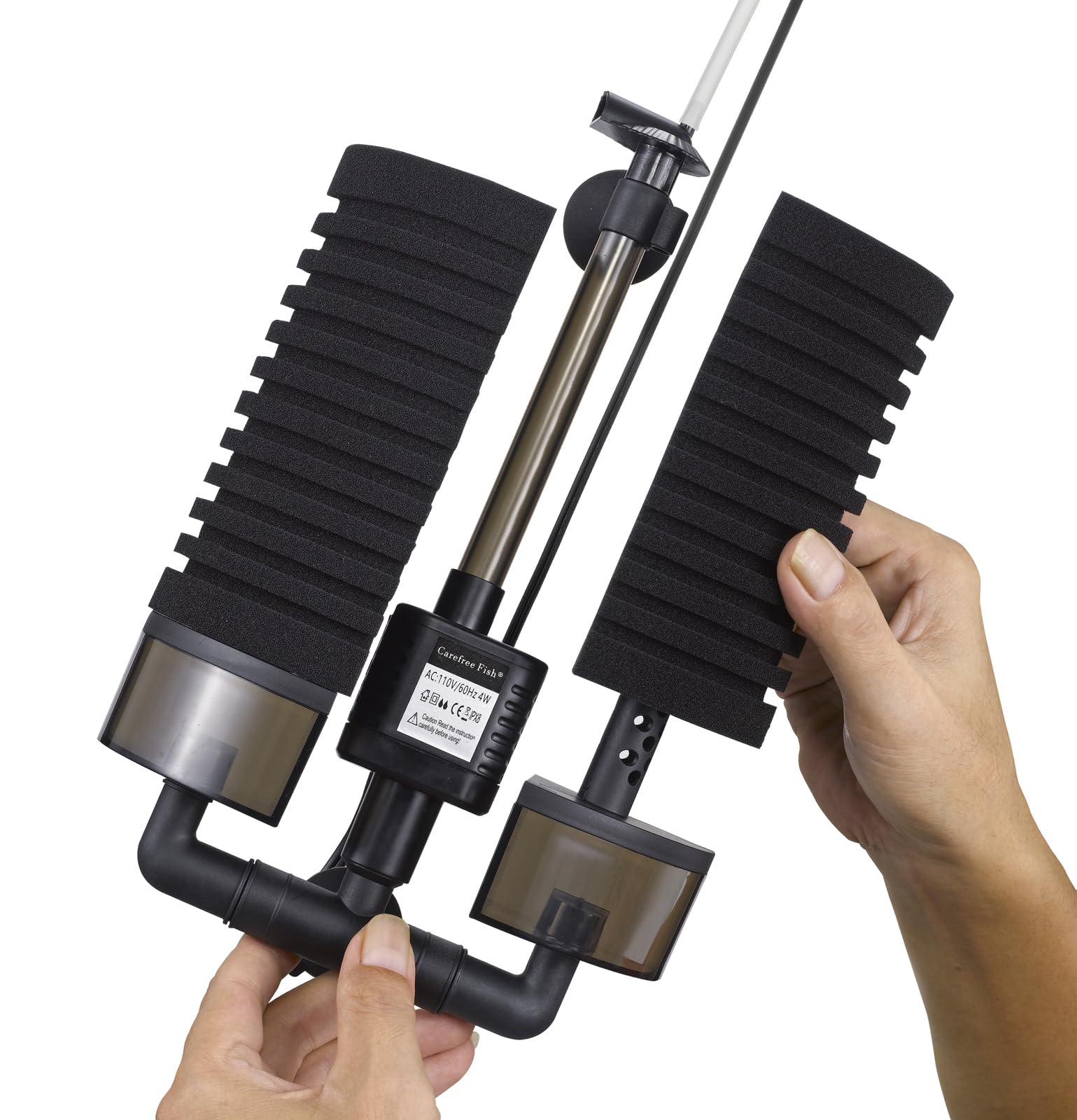 Carefree Fish Aquarium Filter with Water Pump 4 Sponges and 1 Bag of Filtered Ceramic Balls Fish Tank Quiet Filter for Salt Wate