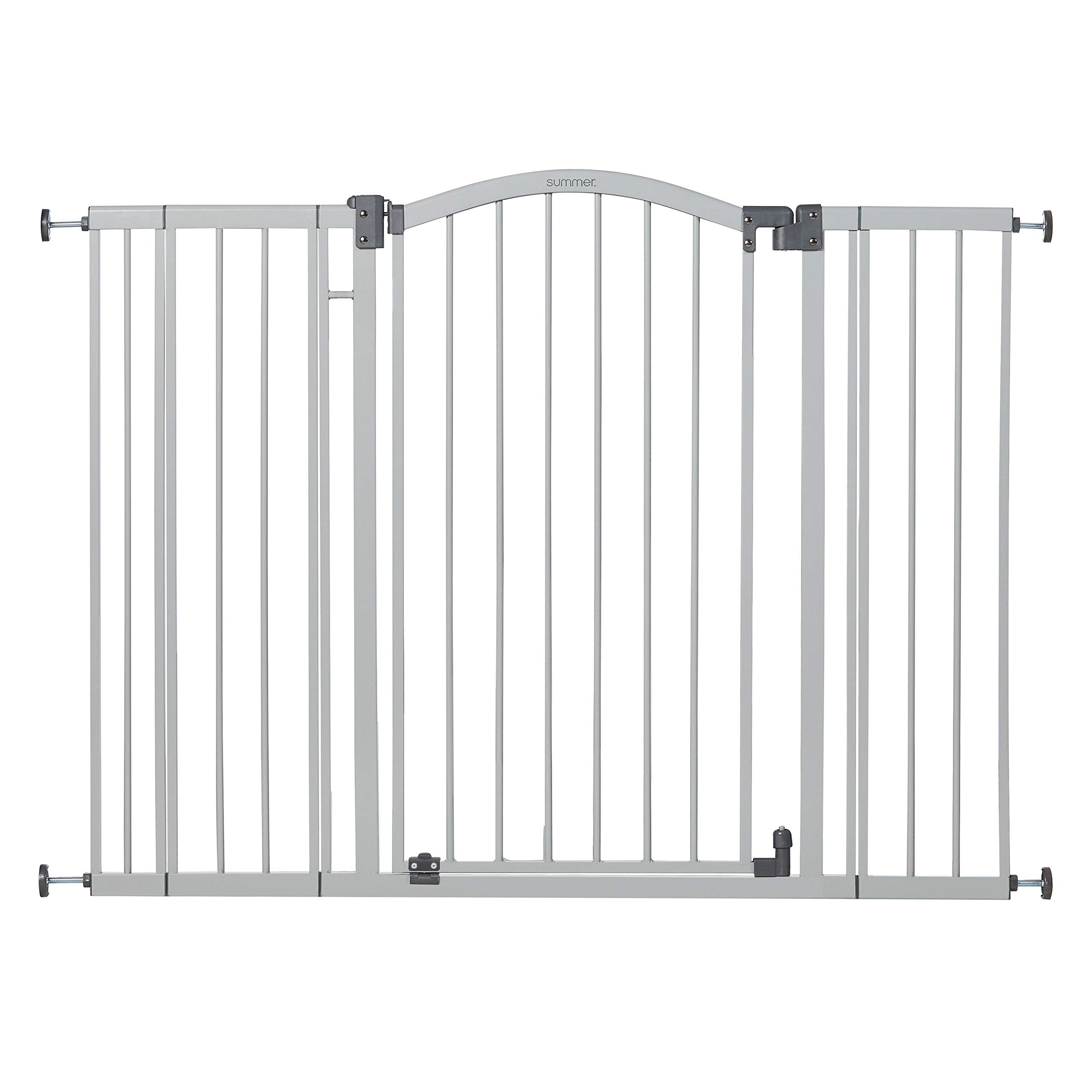 Summer Infant Extra Tall & Wide Safety Pet And Baby Gate, 29.5'-53' Wide, 38' Tall, Pressure Or Hardware Mounted, Install On Wall Or Banister In Doorway Or Stairway, Auto Close Walk-Thru Door - Gray