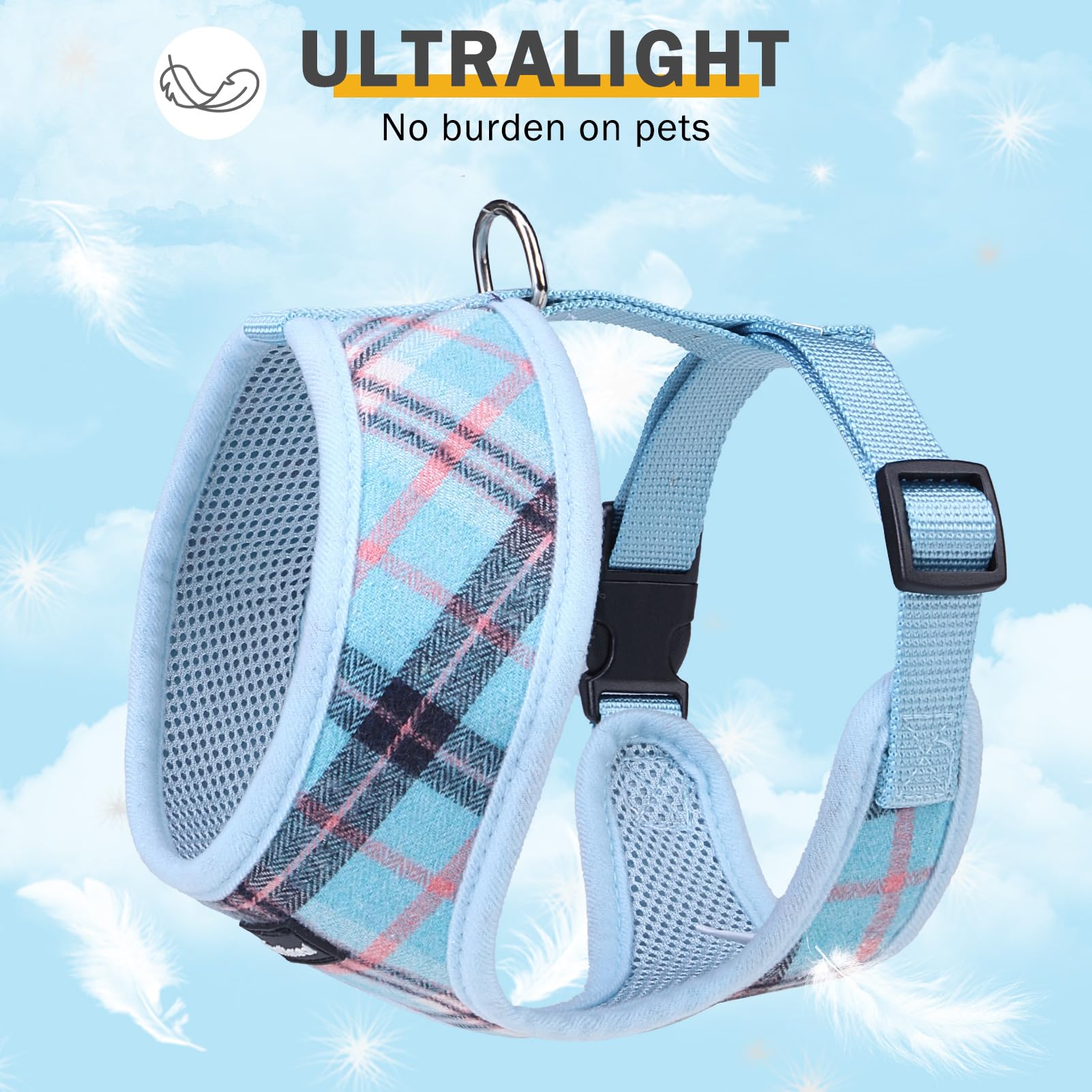 Scenereal Puppy Dog Harness With Leash Set For Small Medium Sized Dogs, Soft Mesh Step In Pet Harnesses And Leash, No Chock Plai