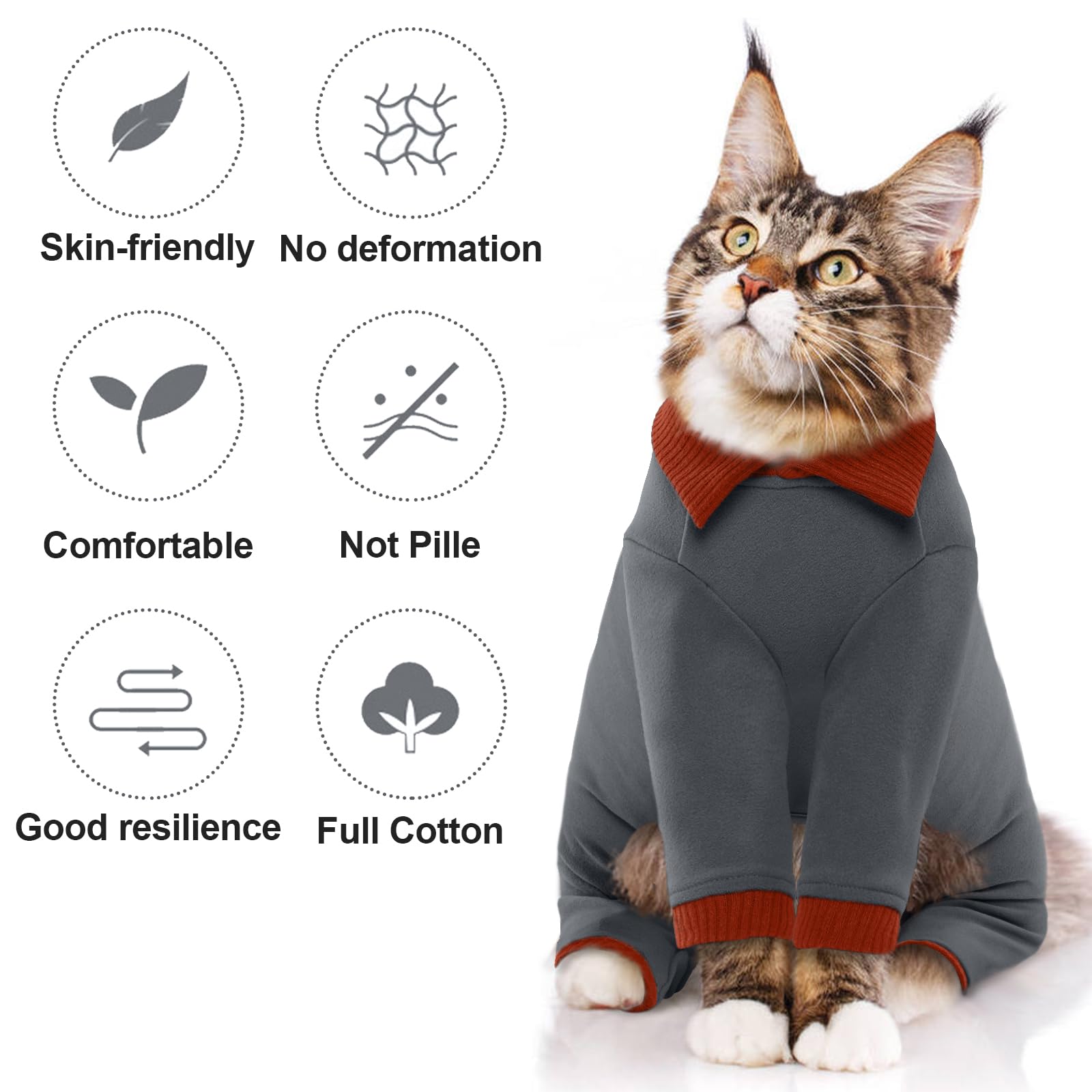 Qbleev Cat Pajamas For Cats Only, Sticky Hair Cat Clothes, Cat Onesie For Cats After Surgery Female Male, Surgical Cat Recovery