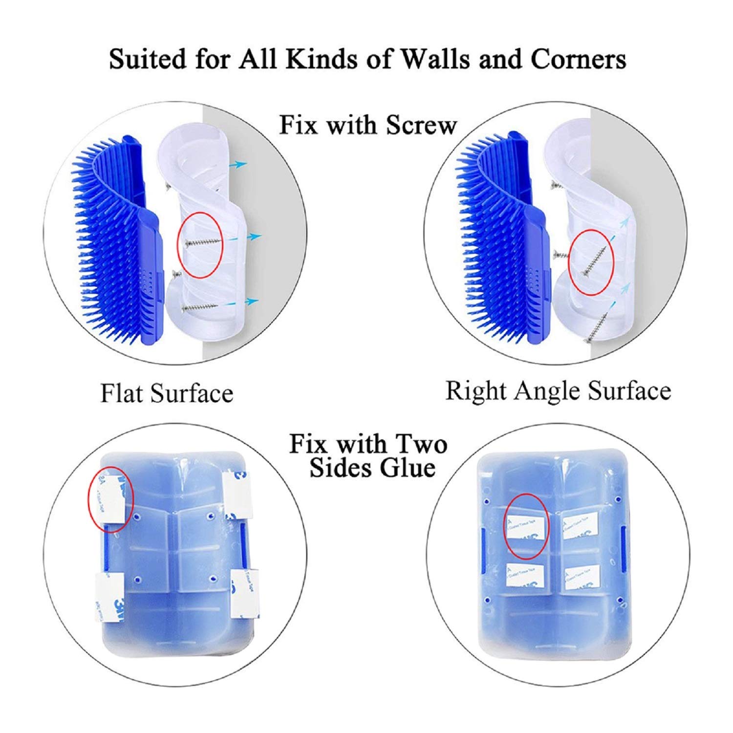 Kingtree Cat Corner Brush, 2 Pack Cat Self Groomer Wall Corner Brushes For Indoor Cats, Soft Pet Self Grooming Brushes Corner Sc
