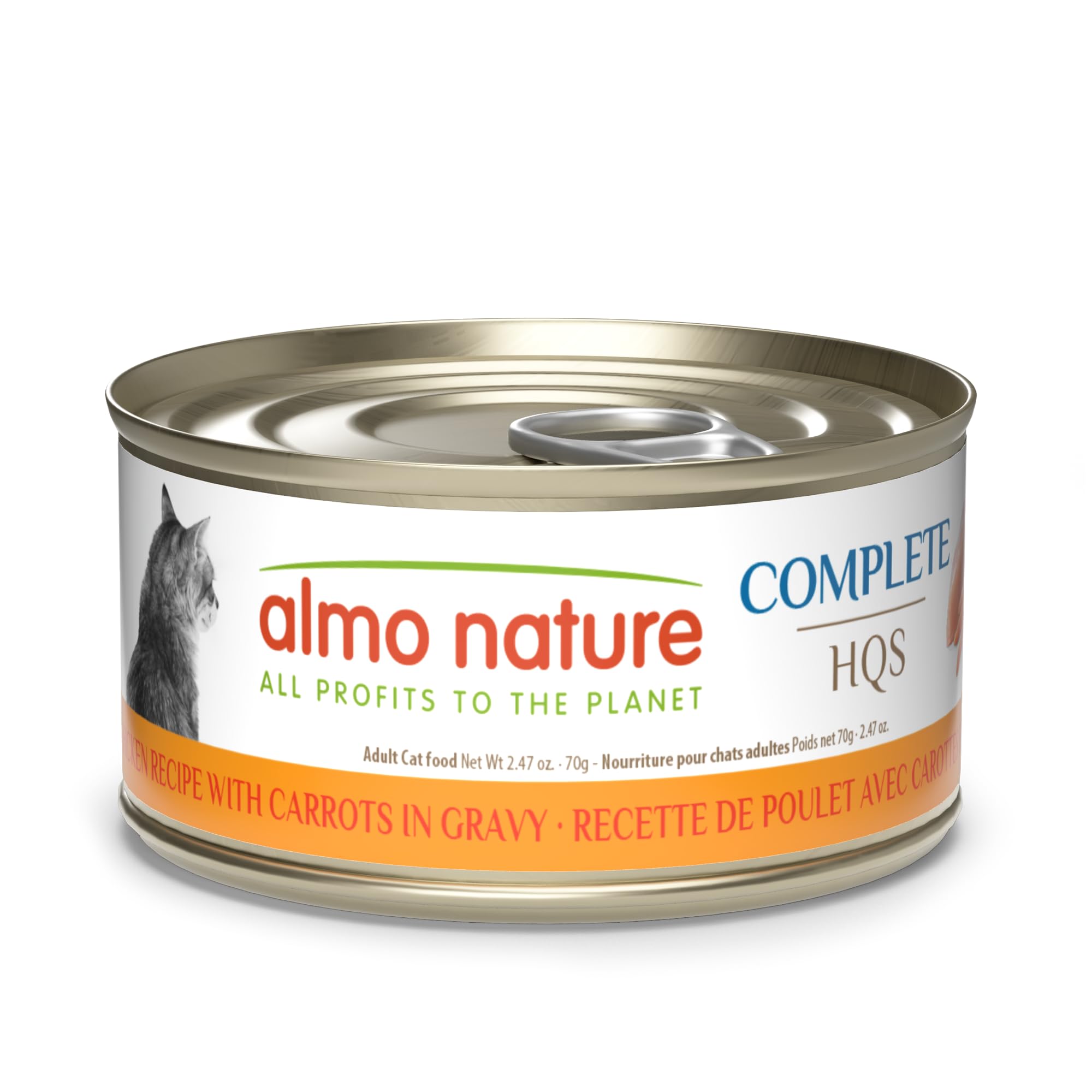 almo nature HQS Complete CAT Wet Cat Food Chicken Recipe with Carrots in Gravy - Grain-Free Cat Food Canned, 2.47 oz (Pack of 12