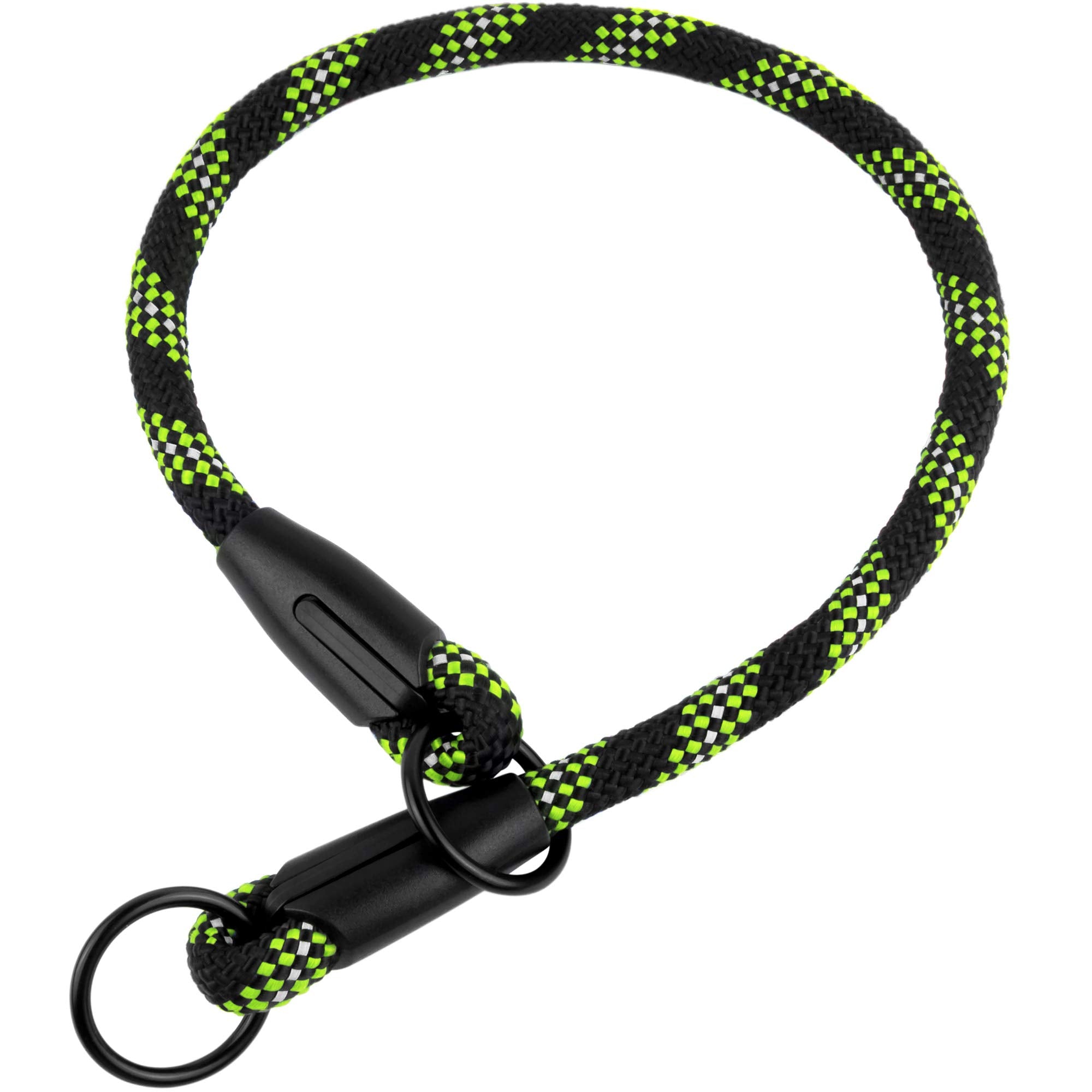 Bronzedog Rope Pro Training Dog Collar Braided No Pull Quick Release Round Lead Collars For Dogs Small Medium Large Puppy (M - 19.7' Long, Green)