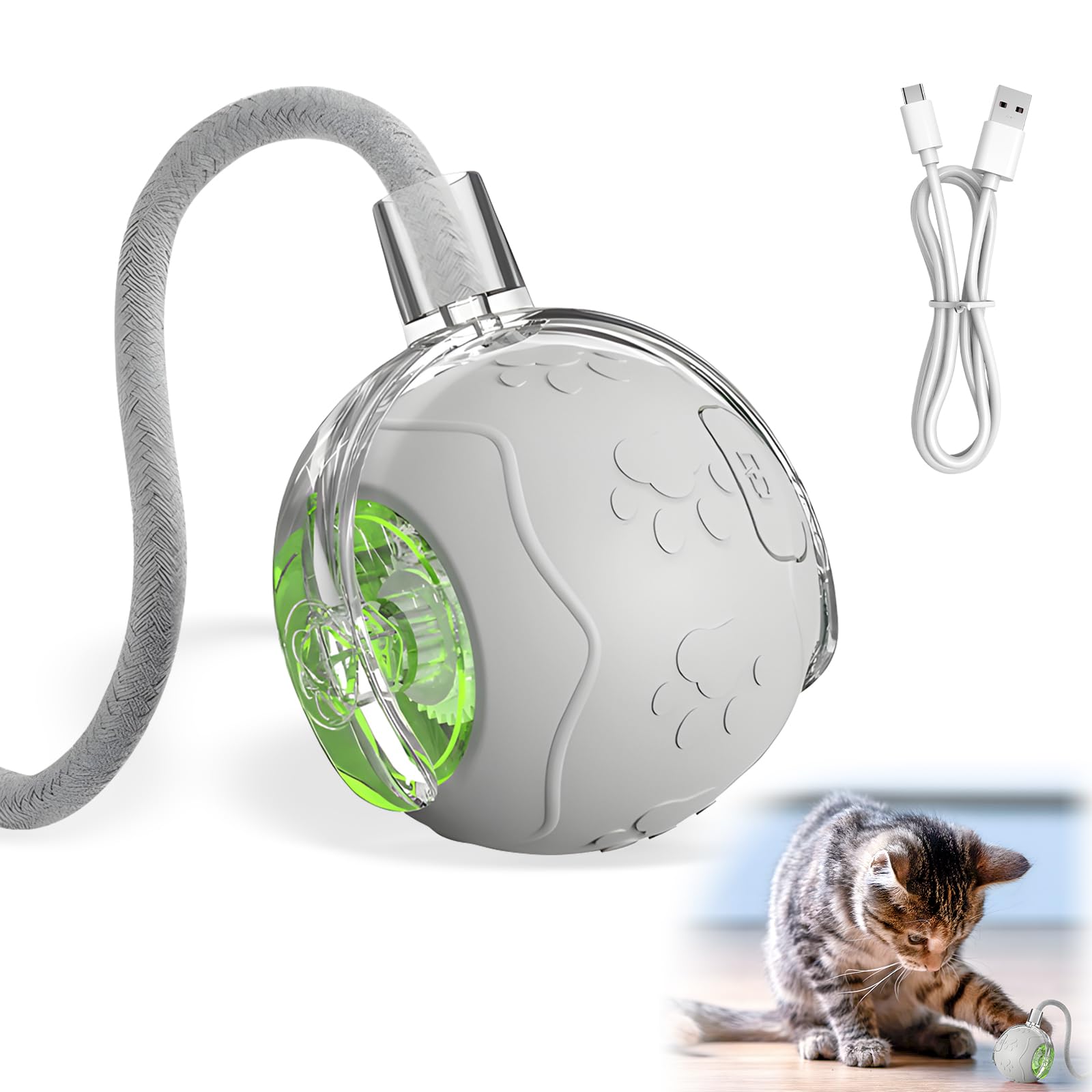 Interactive Cat Toys for Indoor Cats, 2025 New Interactive Cat Toys, Intelligent Automatic Rolling Pet Ball, Automatic Obstacle