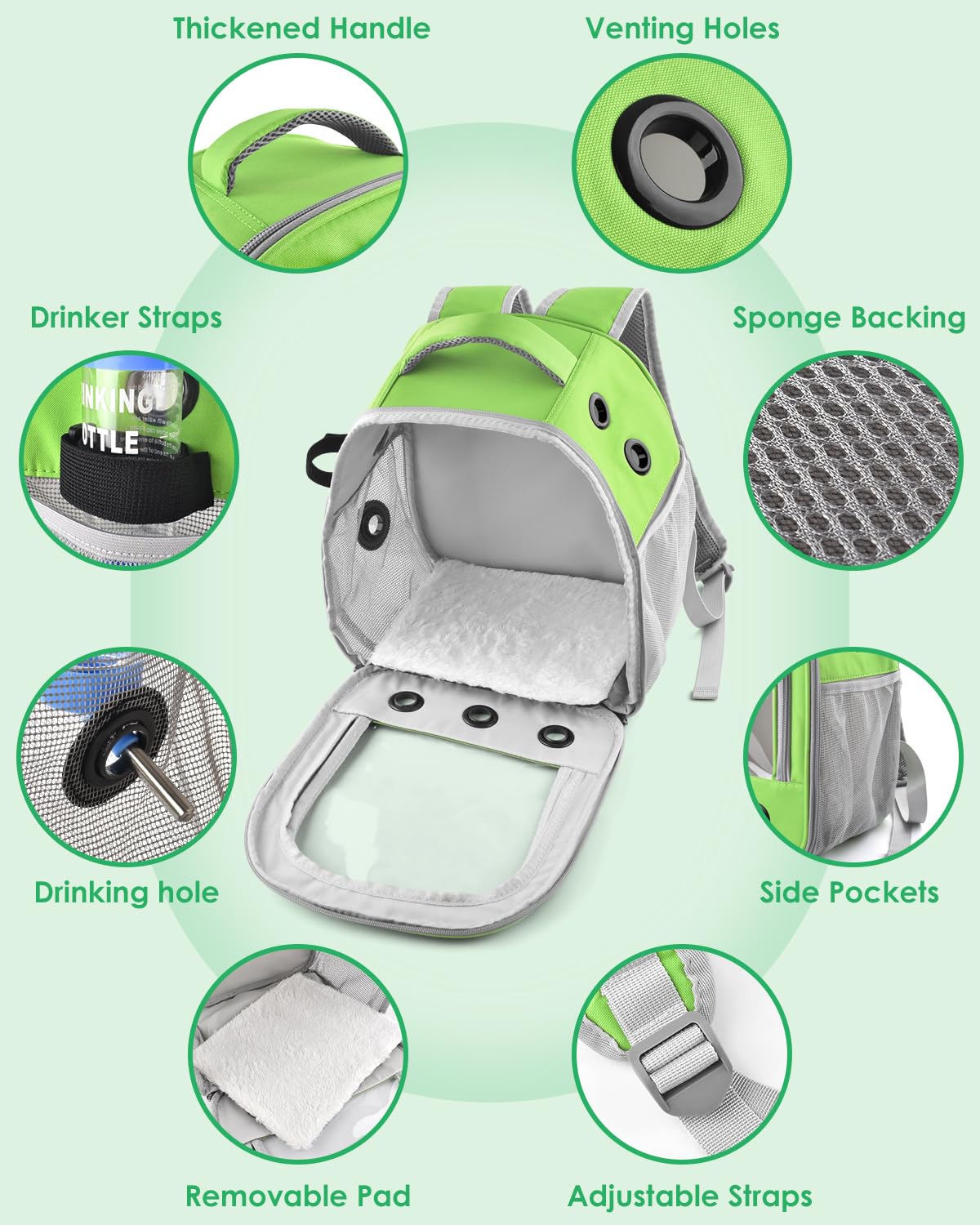 Dbness Guinea Pig Carrier Backpack, Portable Rabbit Travel Carring Bag For Pet Bunny Sugar Chinchilla Gerbil Bearded Dragon Hams