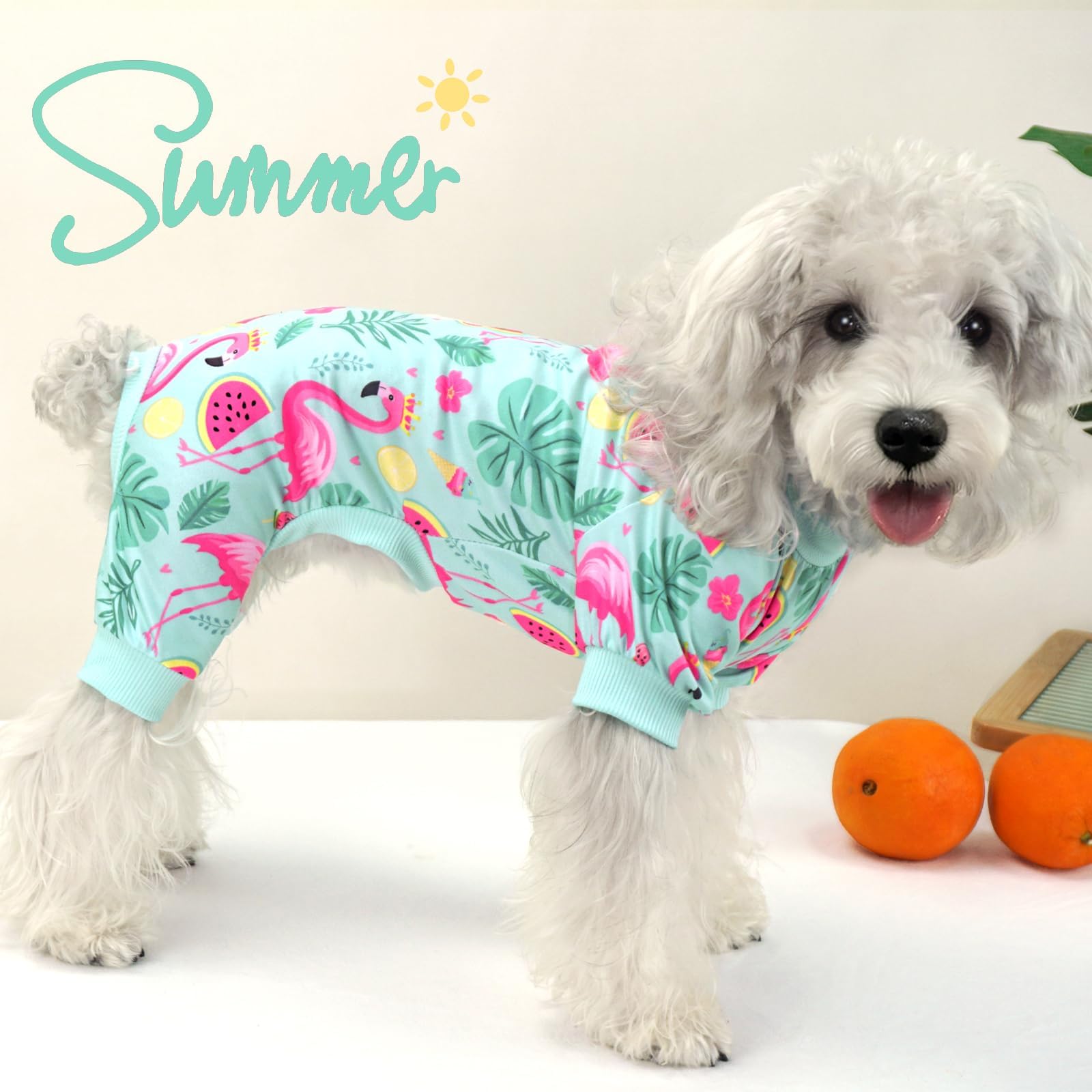 Xpudac 4 Pack Dog Pajamas For Small Dogs Girl Boy Soft Stretchy Pjs Summer Puppy Clothes For Doggie Pet Outfits, Medium