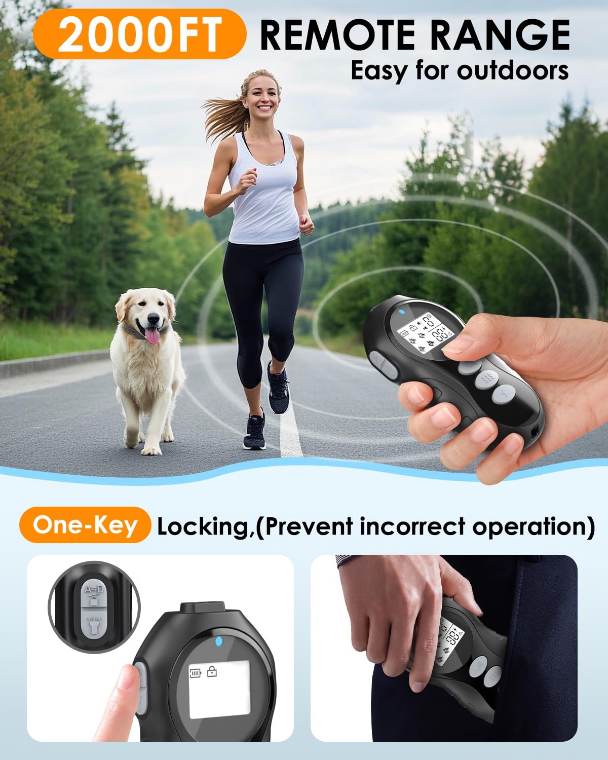 Dog Shock Collar with Remote Control - Shock Collar for Dogs IPX7 Waterproof Dog Training Collar with Beep Vibration Static Corr